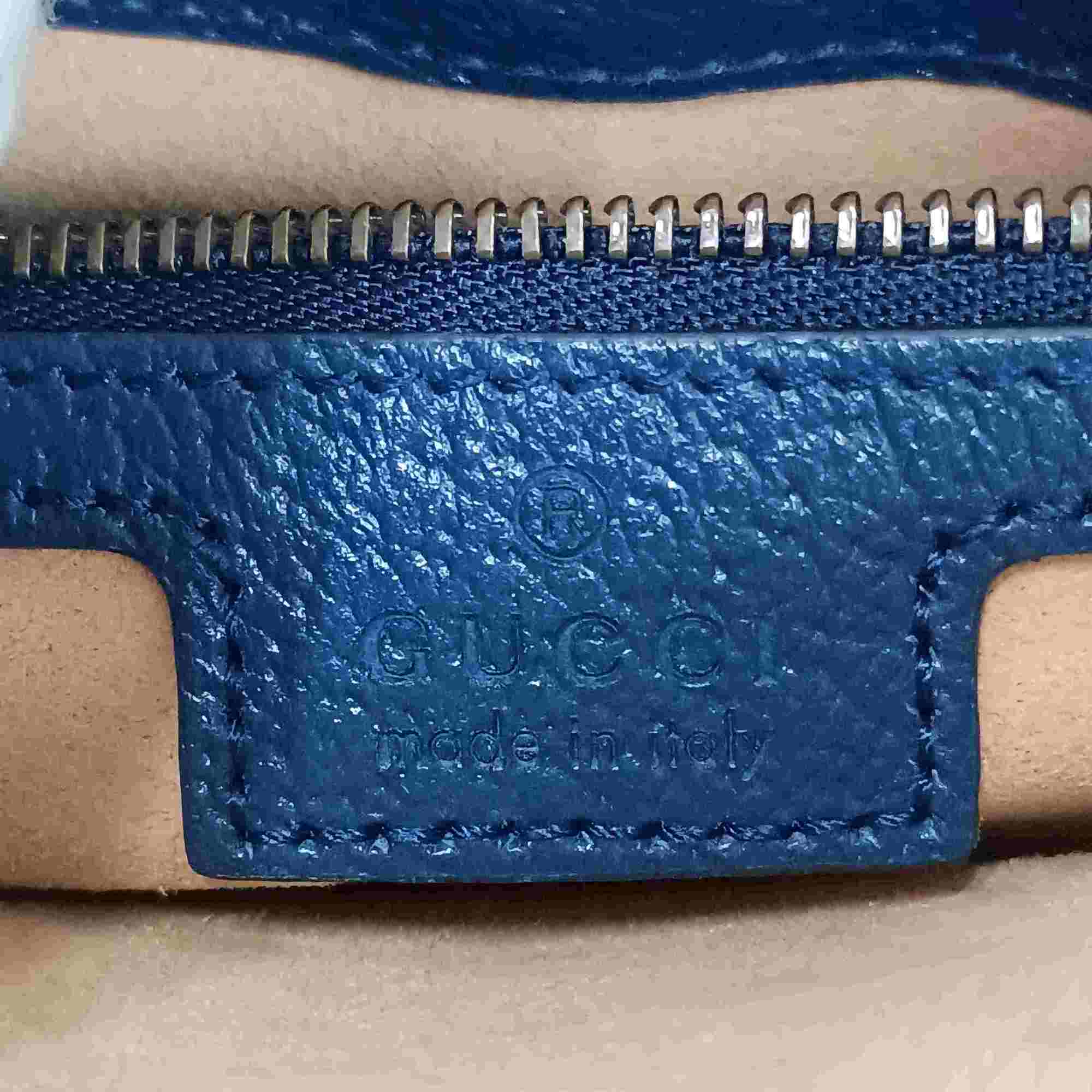 Gucci Royal Blue Leather Handbag Shoulder Bag Tote Bag (Pre-Owned)
