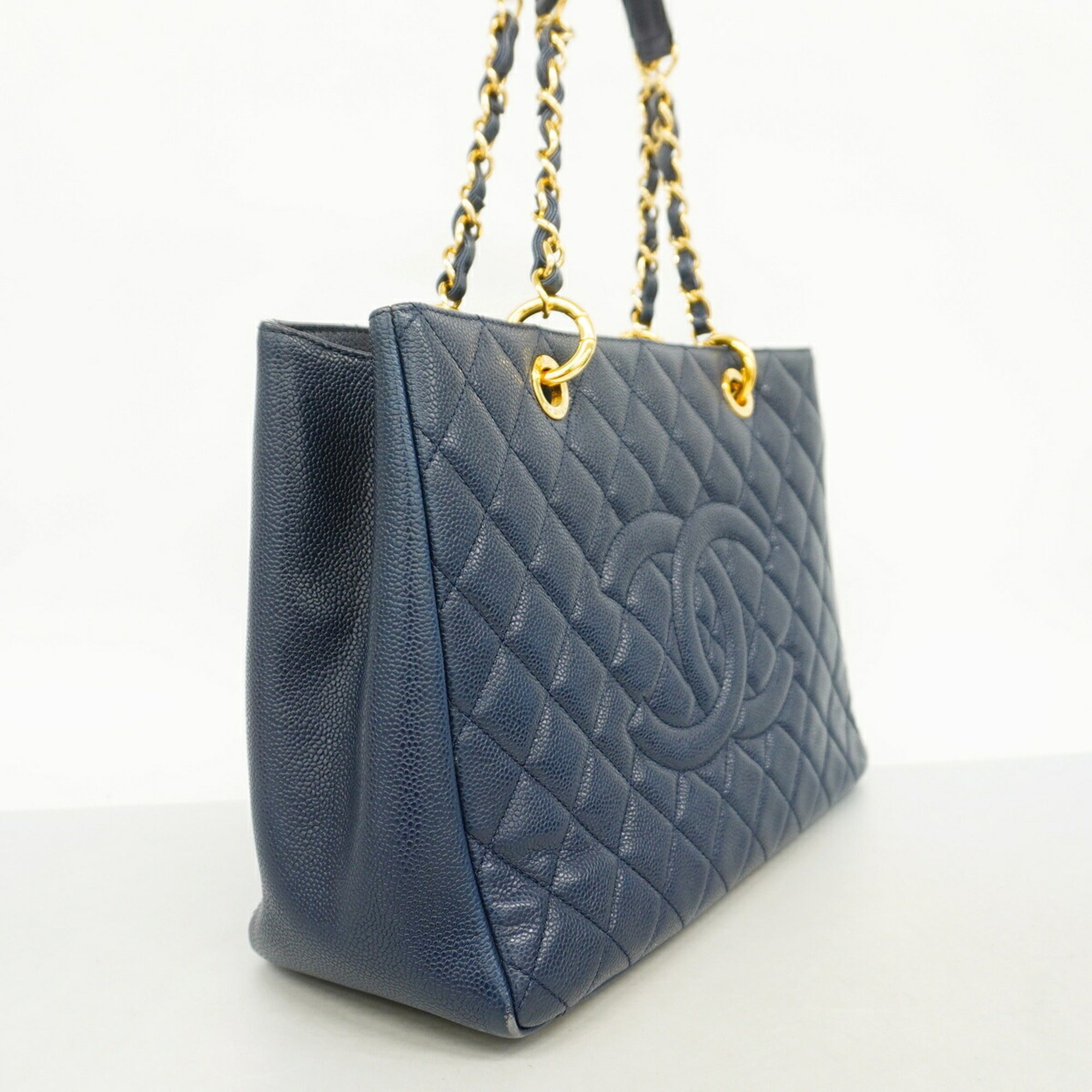 Chanel Navy Grained Calfskin Tote Bag (Pre-Owned)