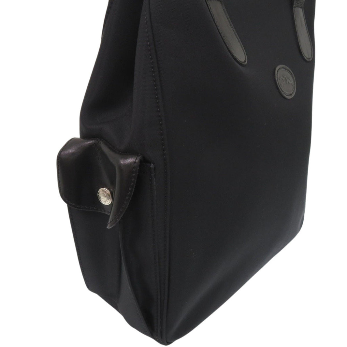 Longchamp Black Nylon Leather Handbag (Pre-Owned)