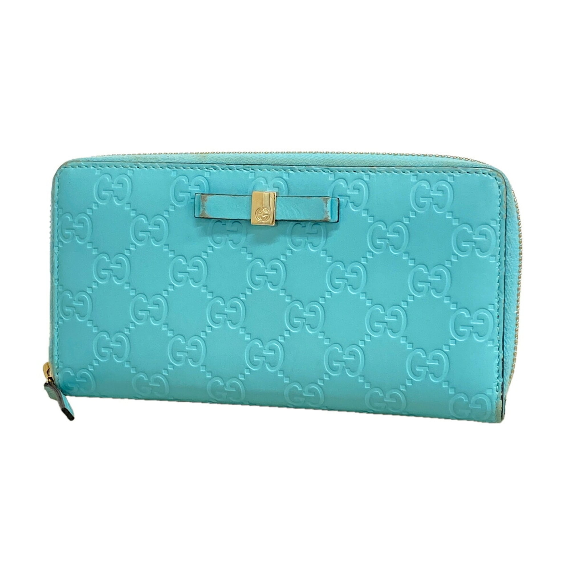 Gucci Light Blue Leather Long Wallet (Bi-Fold) (Pre-Owned)