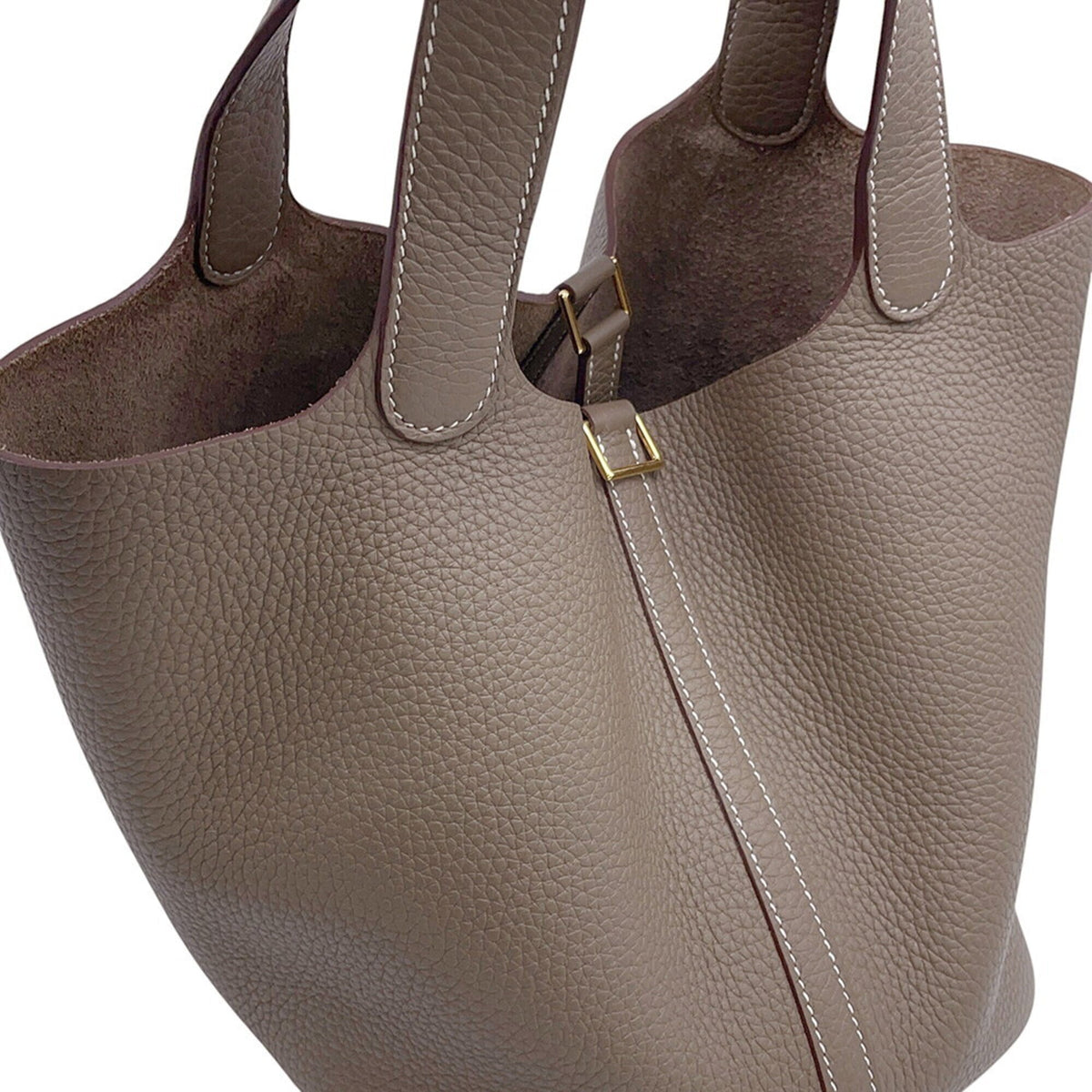 Hermes Etoupe Gray Taurillon Clemence Leather Handbag Tote Bag (Pre-Owned)