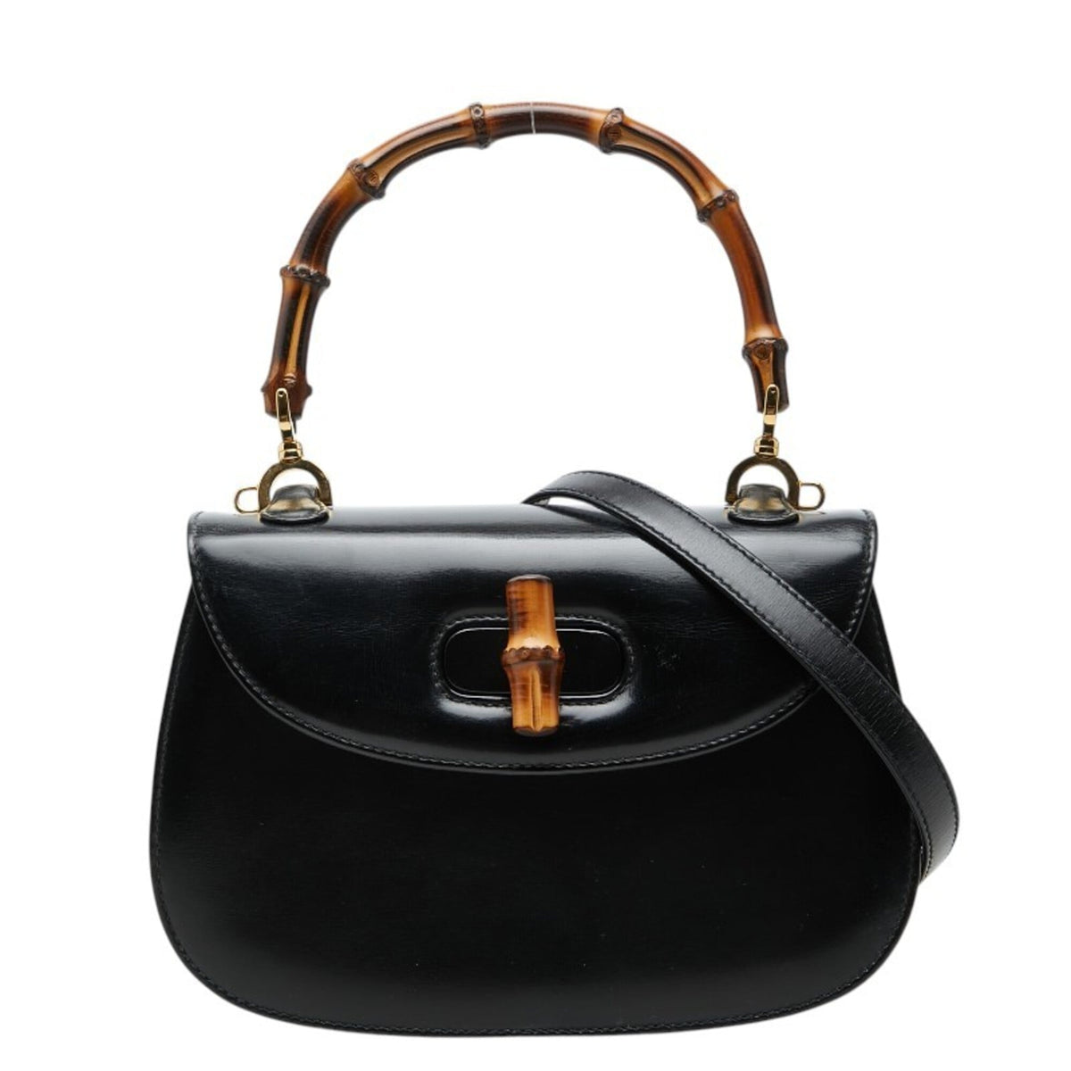 Gucci Black Leather Handbag Shoulder Bag (Pre-Owned)