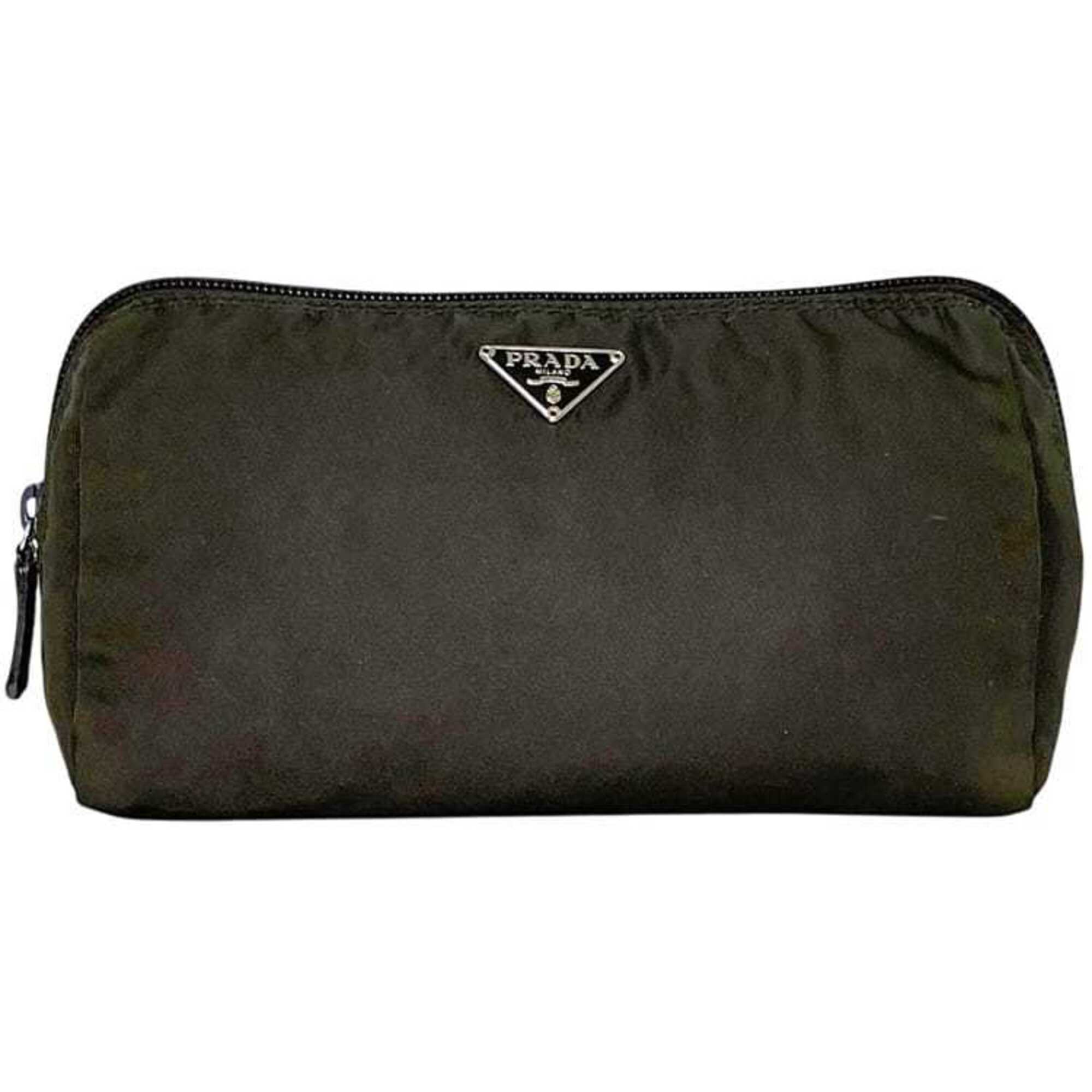 Prada Brown Dark Brown Nylon Pouch (Pre-Owned)
