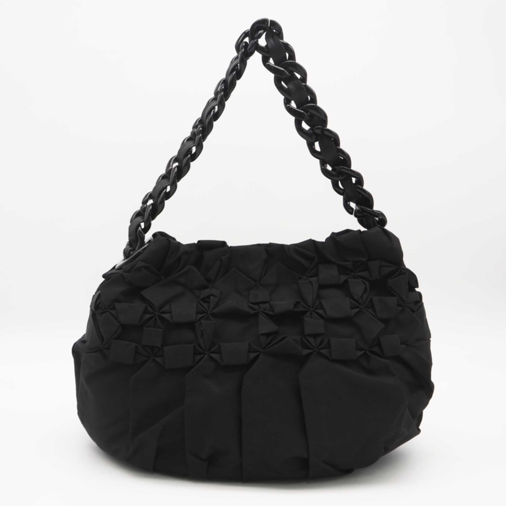 Prada Black Nylon Leather Plastic Handbag (Pre-Owned)