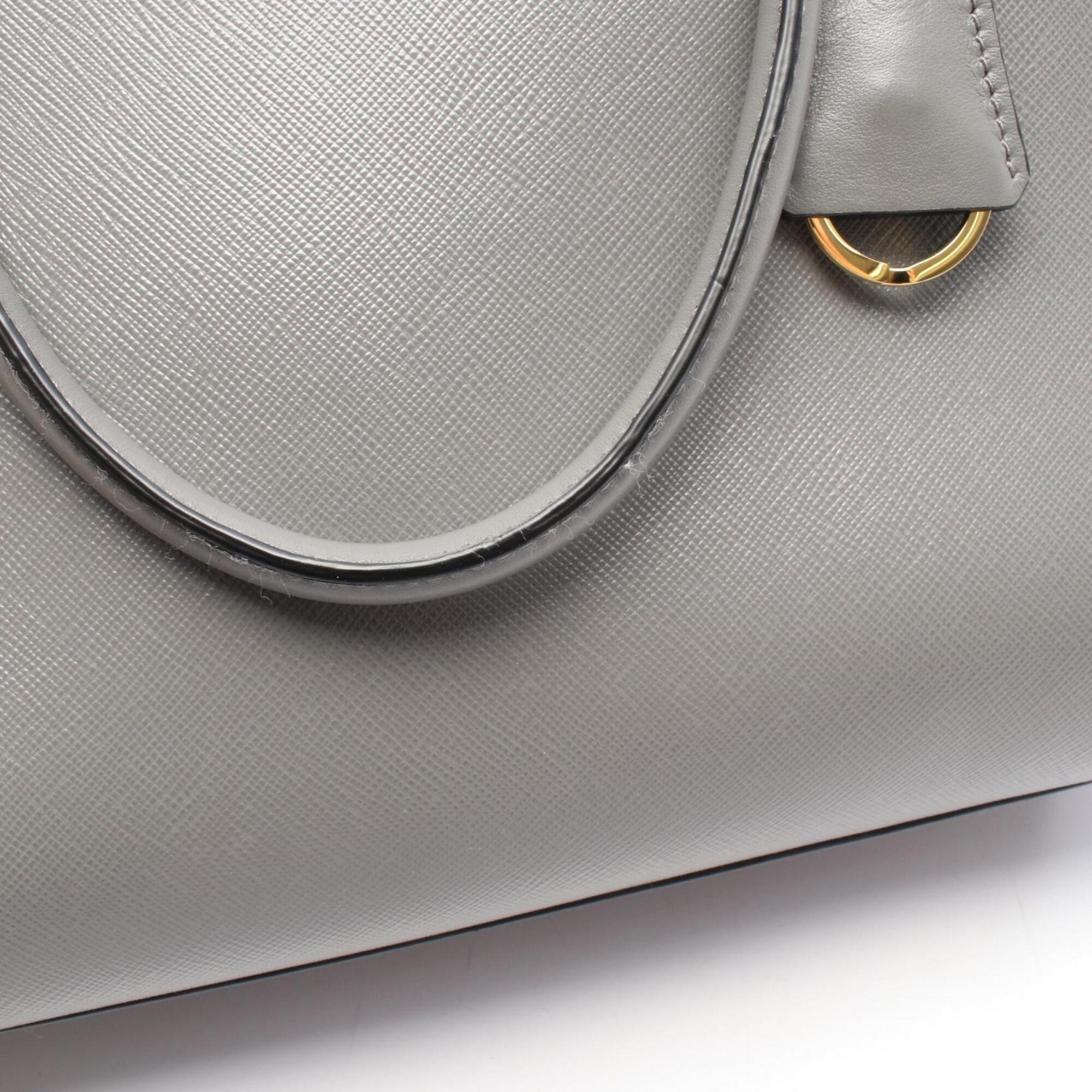 Prada Gray Leather Handbag Tote Bag (Pre-Owned)