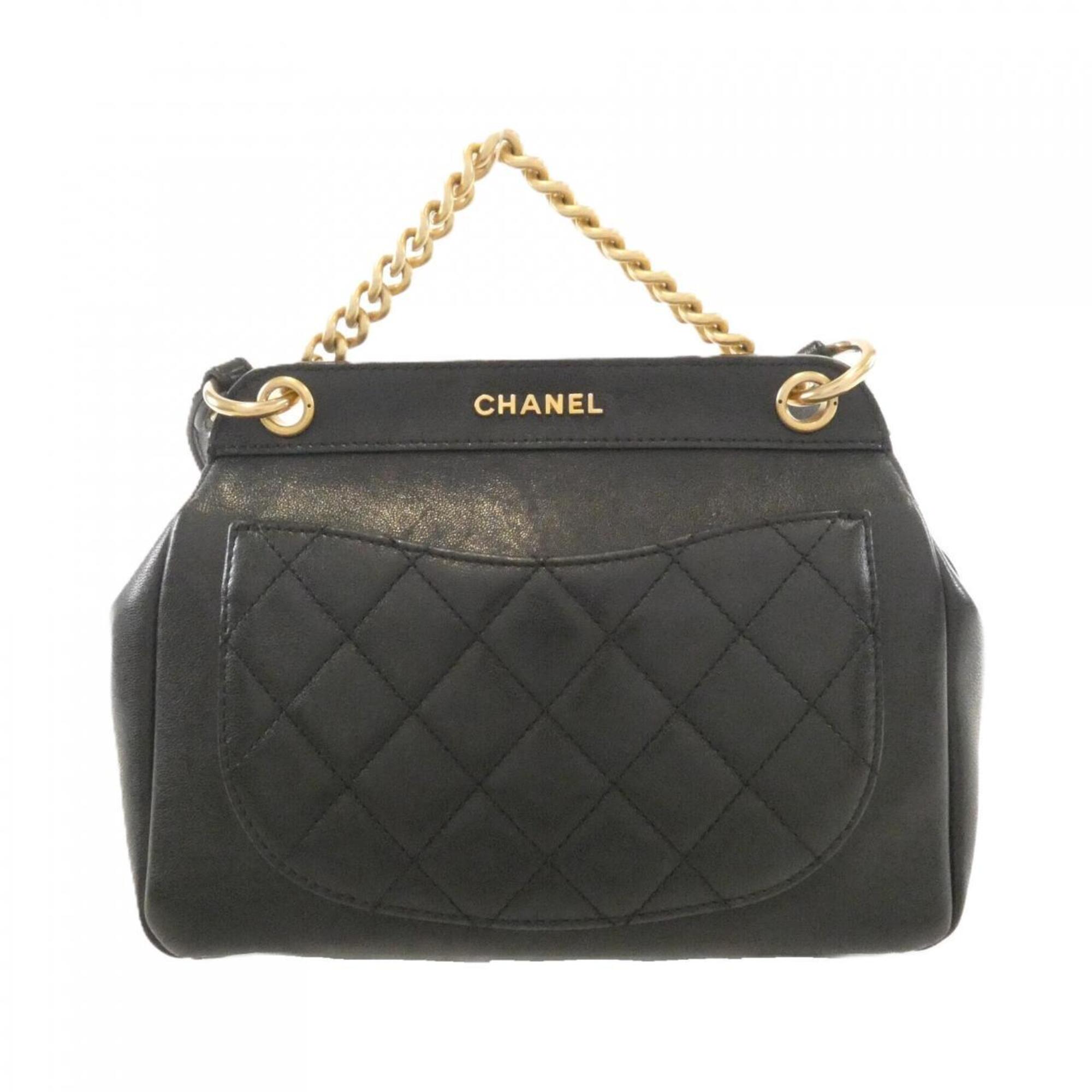 Chanel Black Brown Leather Handbag (Pre-Owned)