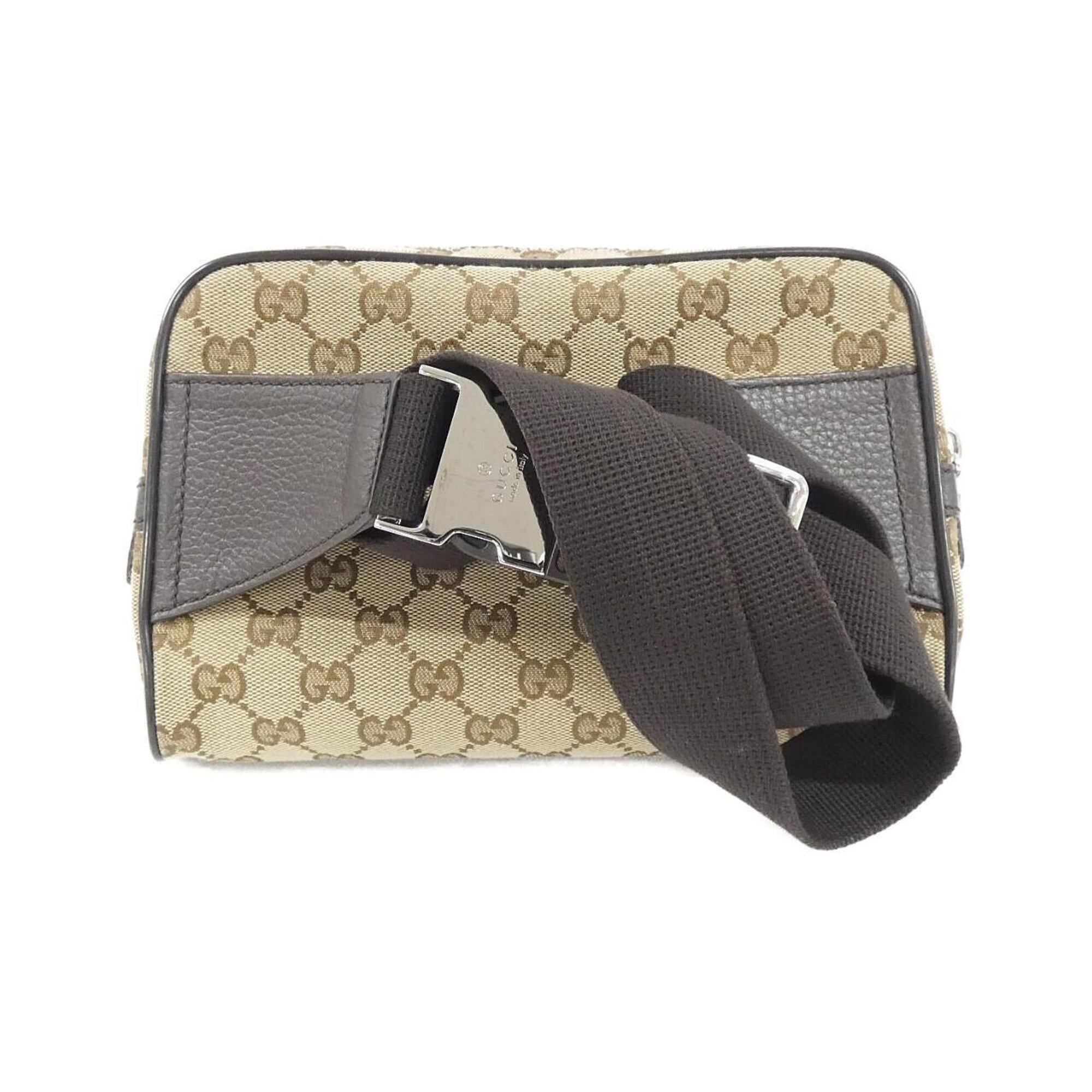 Gucci Gg Canvas Beige Brown Gg Canvas Leather Fanny Pack (Pre-Owned)