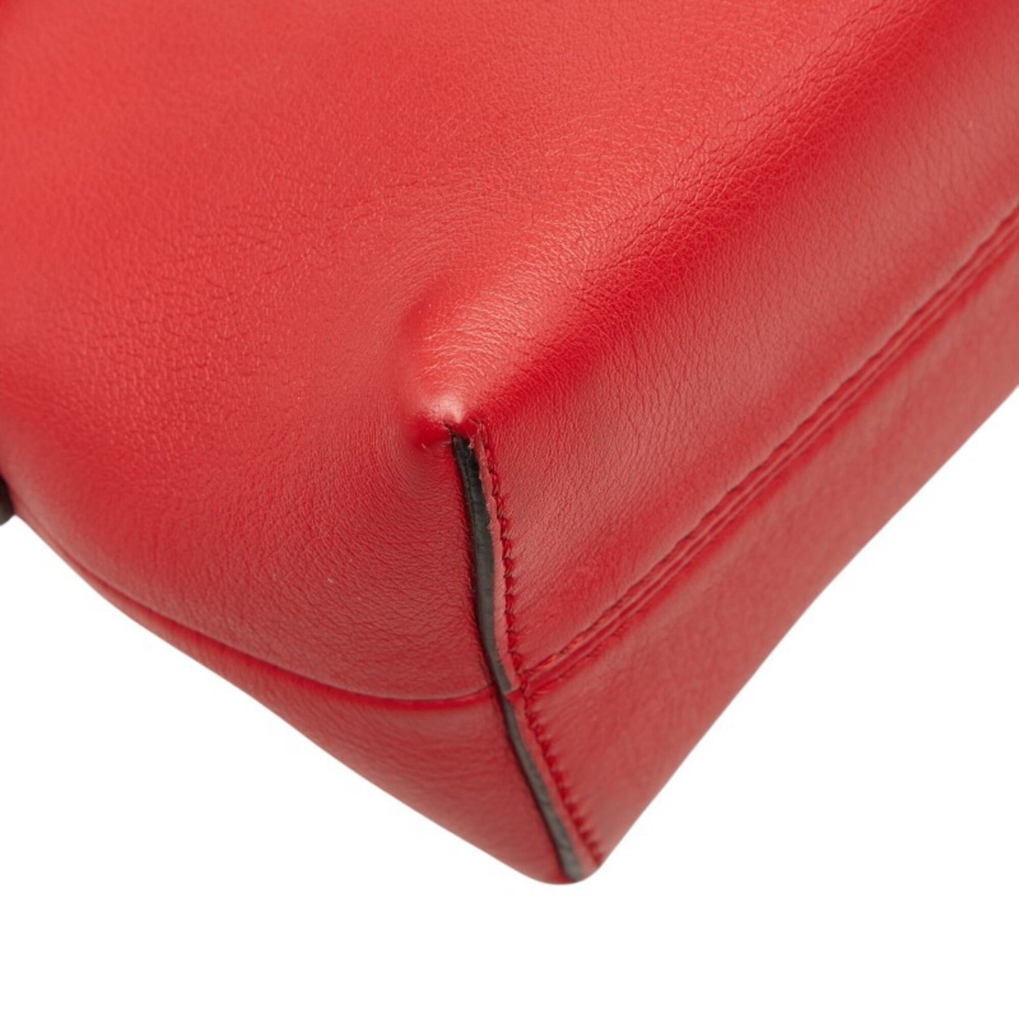 Fendi Pink Red Color Leather Handbag Shoulder Bag (Pre-Owned)