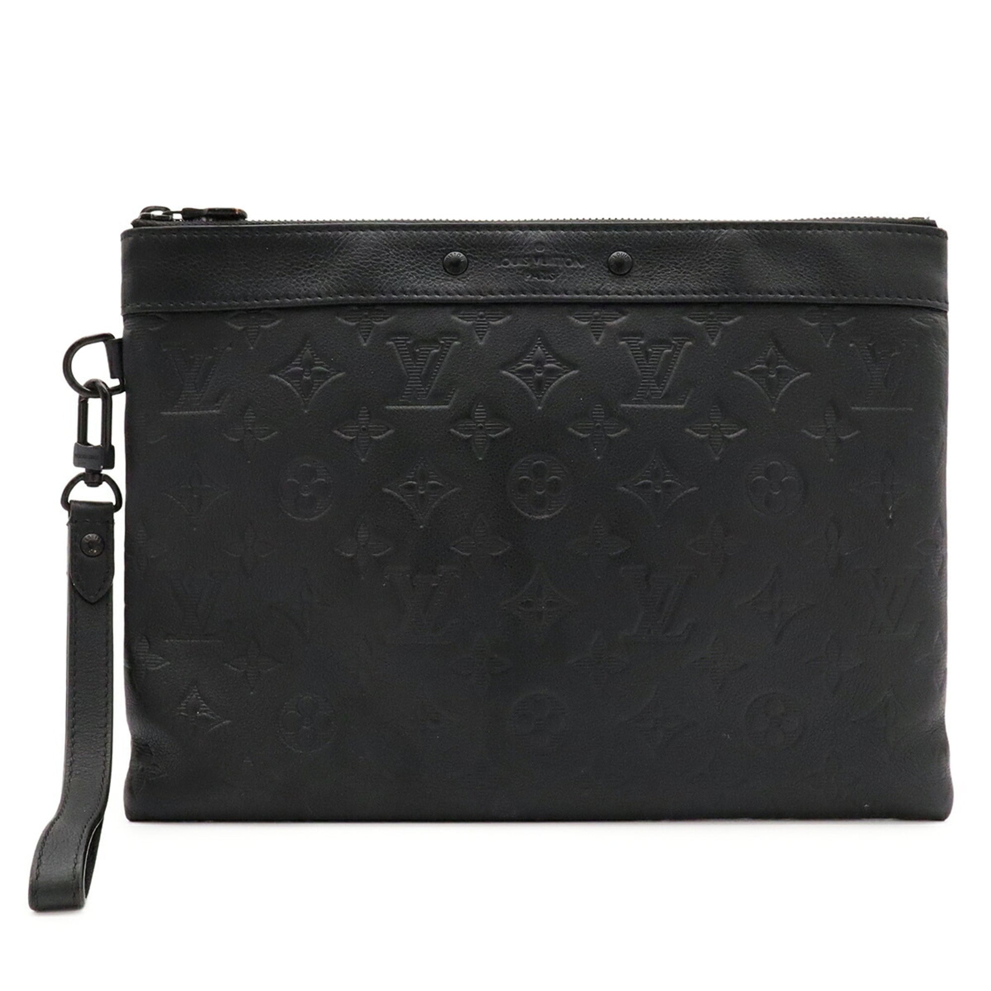 Louis Vuitton Black Noir White Monogram Shadow Clutch Bag Pochette (Pre-Owned)