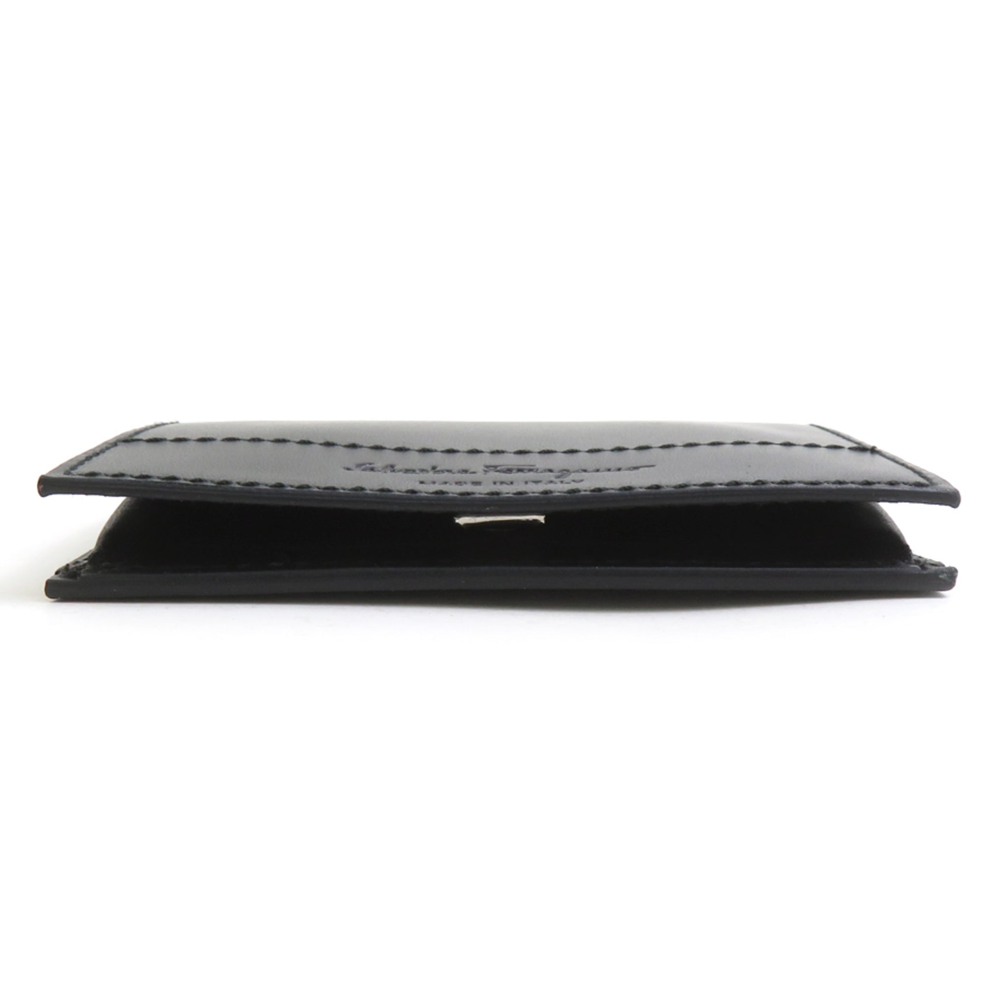 Salvatore Ferragamo Black Leather Coin Purse/Coin Case (Pre-Owned)