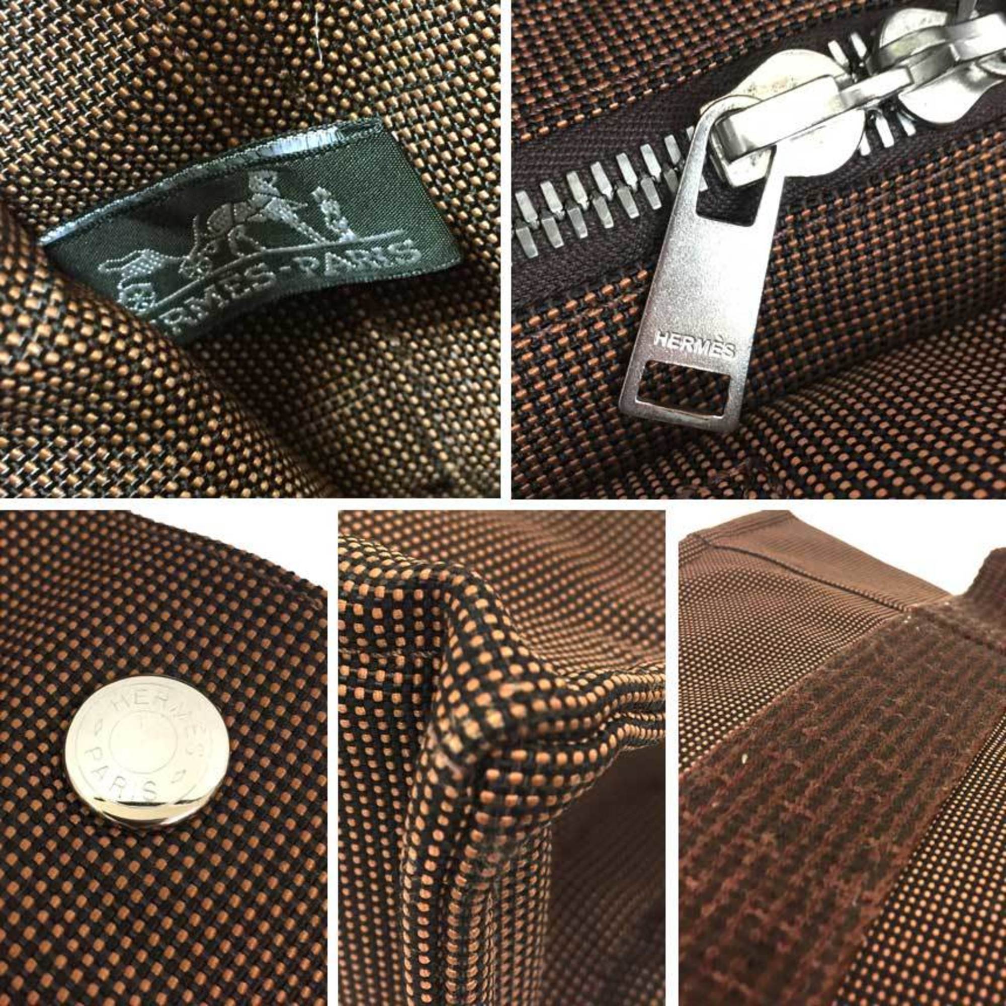 Hermes Brown Nylon Canvas Tote Bag (Pre-Owned)