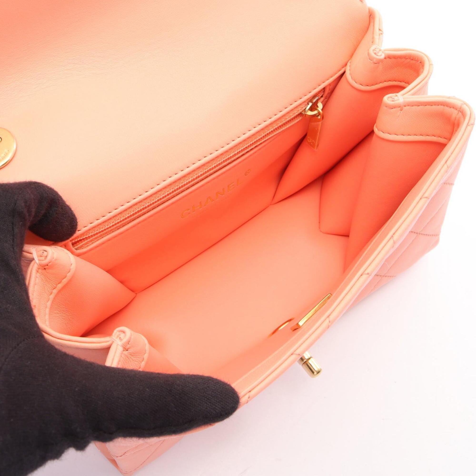 Chanel Orange Leather Handbag Shoulder Bag (Pre-Owned)