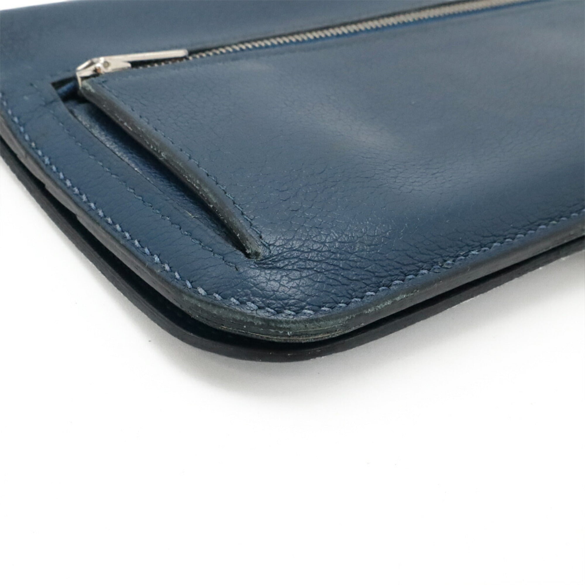 Hermes Blue Leather Long Wallet (Bi-Fold) (Pre-Owned)