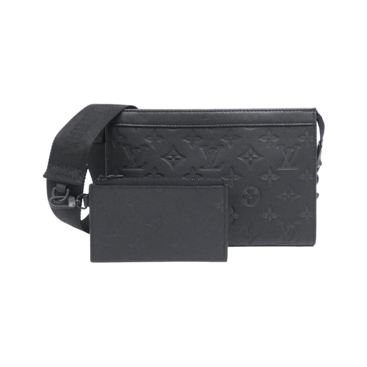 Louis Vuitton Black Leather Pouch Shoulder Bag (Pre-Owned)