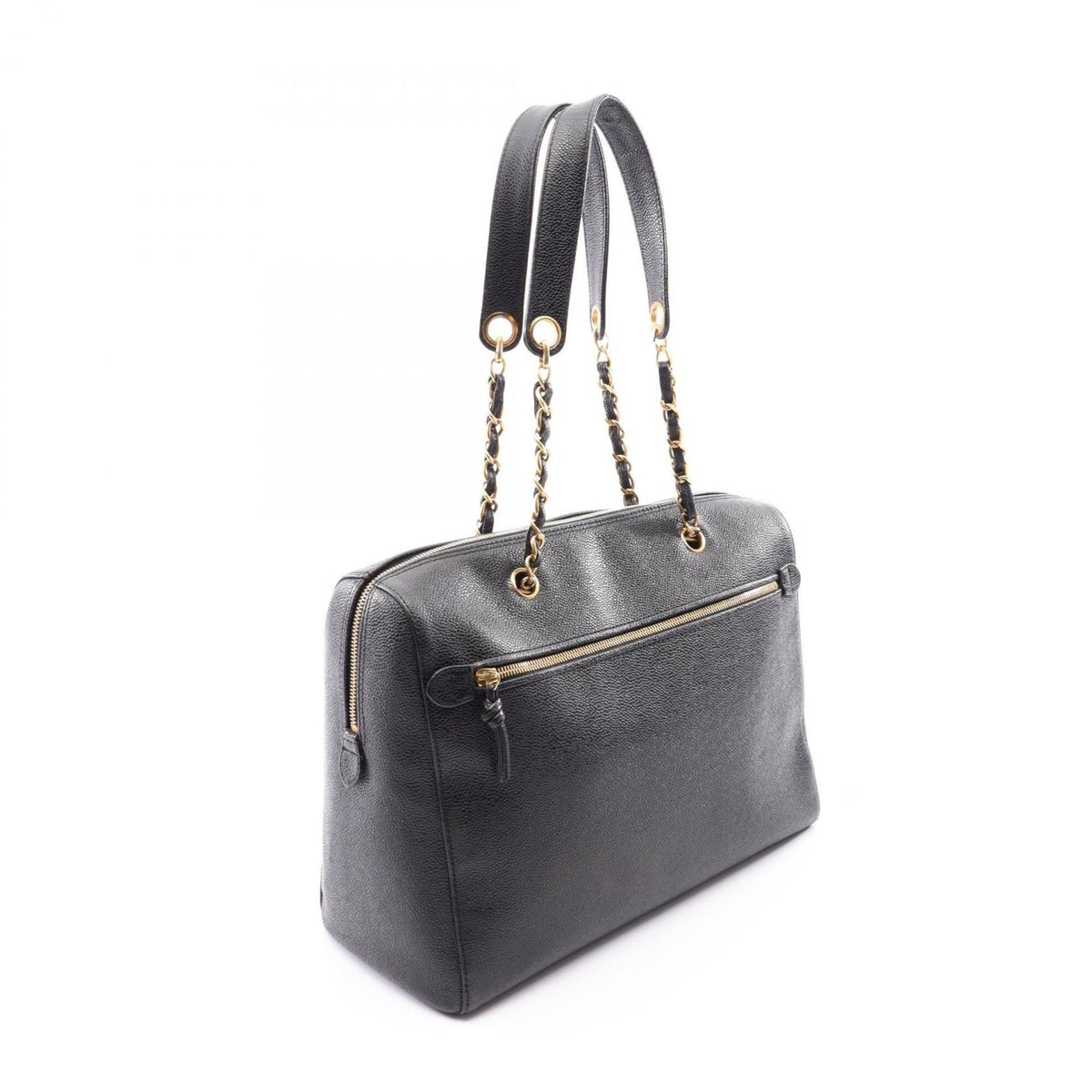 Chanel Black Grained Calfskin Handbag Shoulder Bag (Pre-Owned)