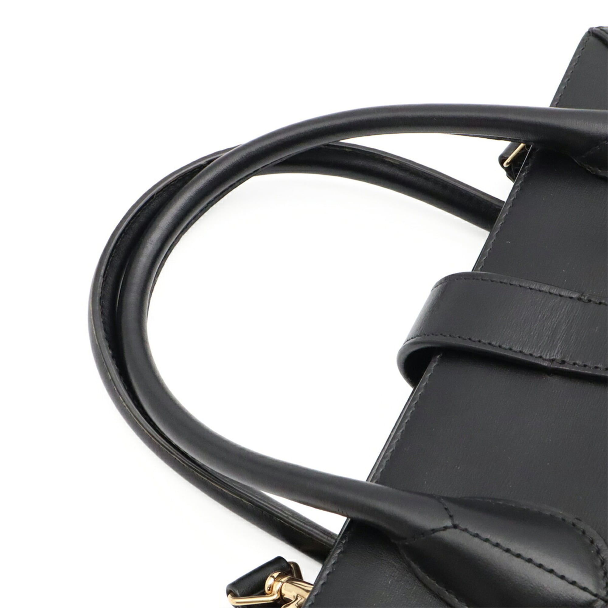 Gucci Black Leather Handbag Shoulder Bag Tote Bag (Pre-Owned)