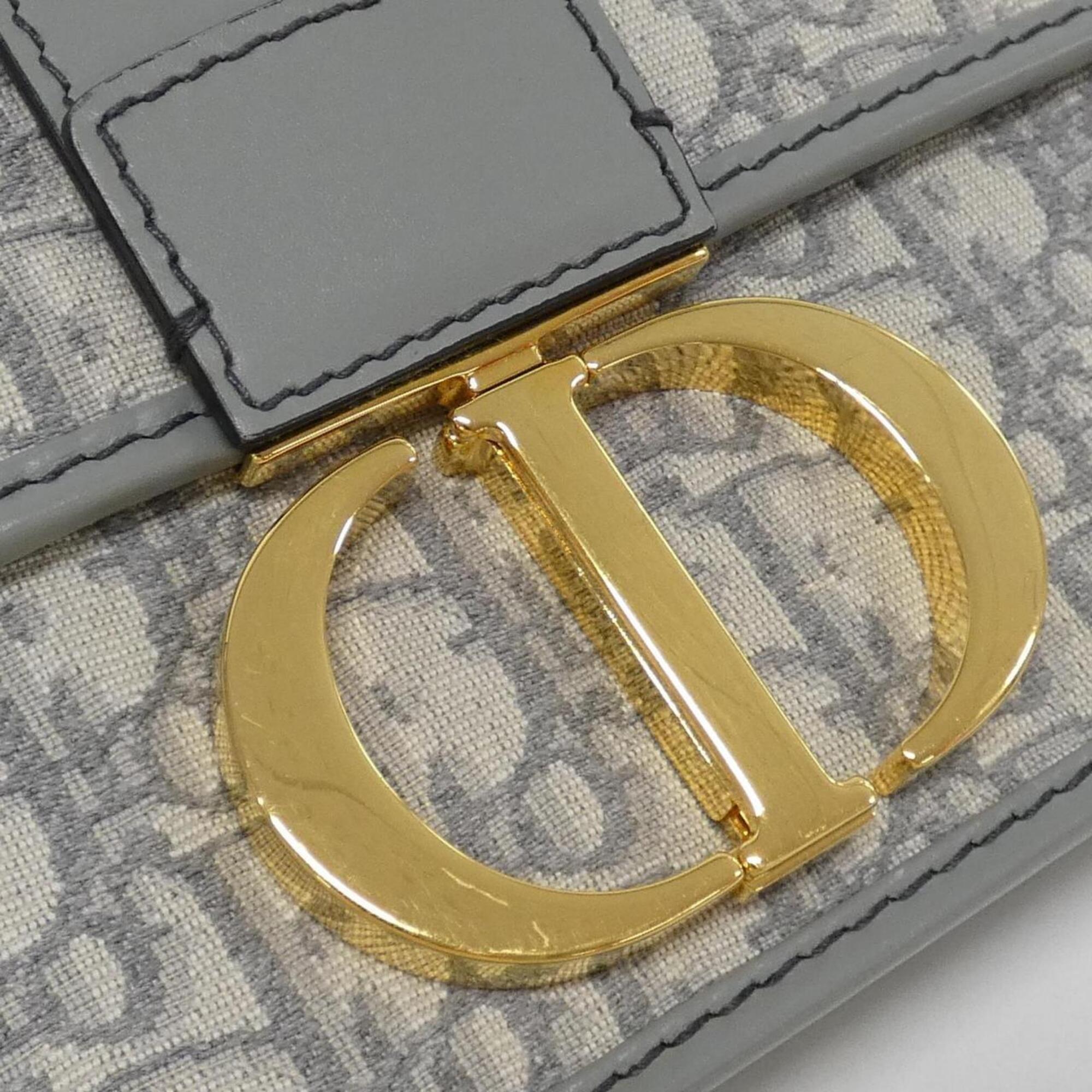 Christian Dior Gray Canvas Shoulder Bag (Pre-Owned)