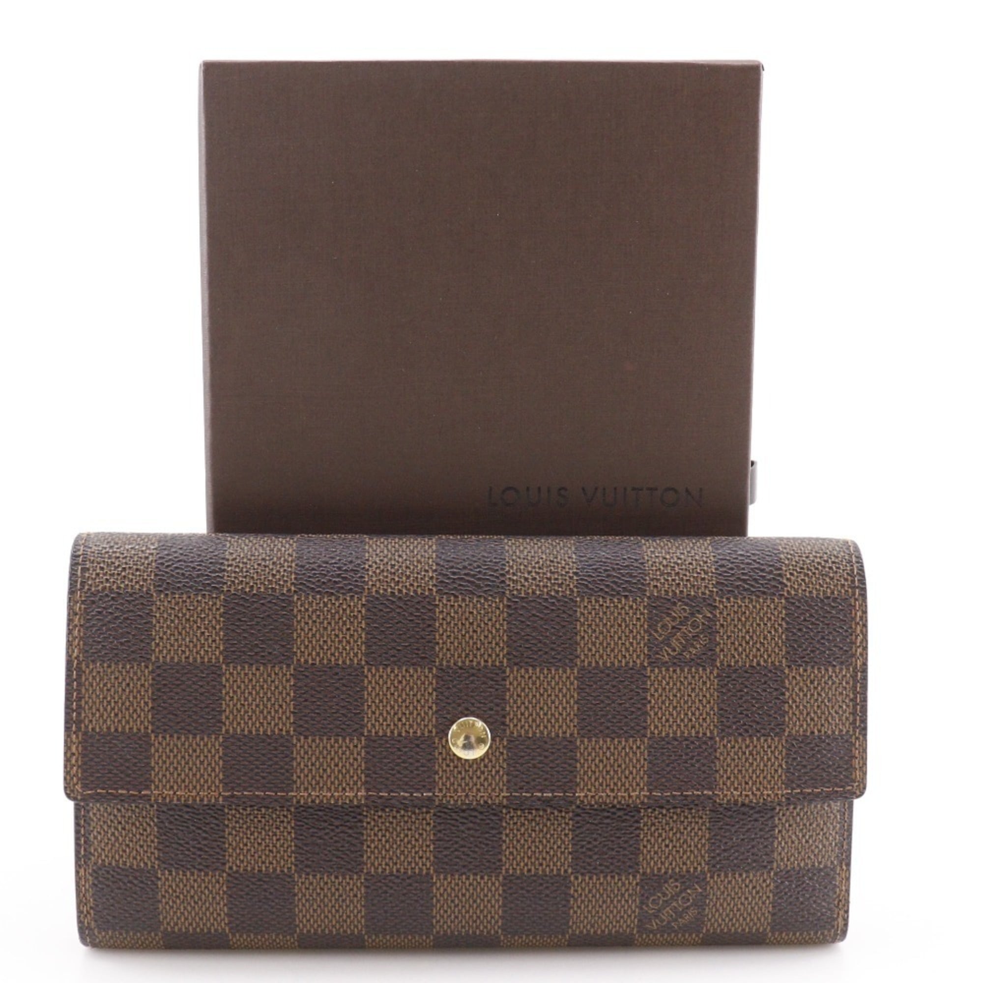 Louis Vuitton Brown Damier Canvas Long Wallet (Bi-Fold) (Pre-Owned)