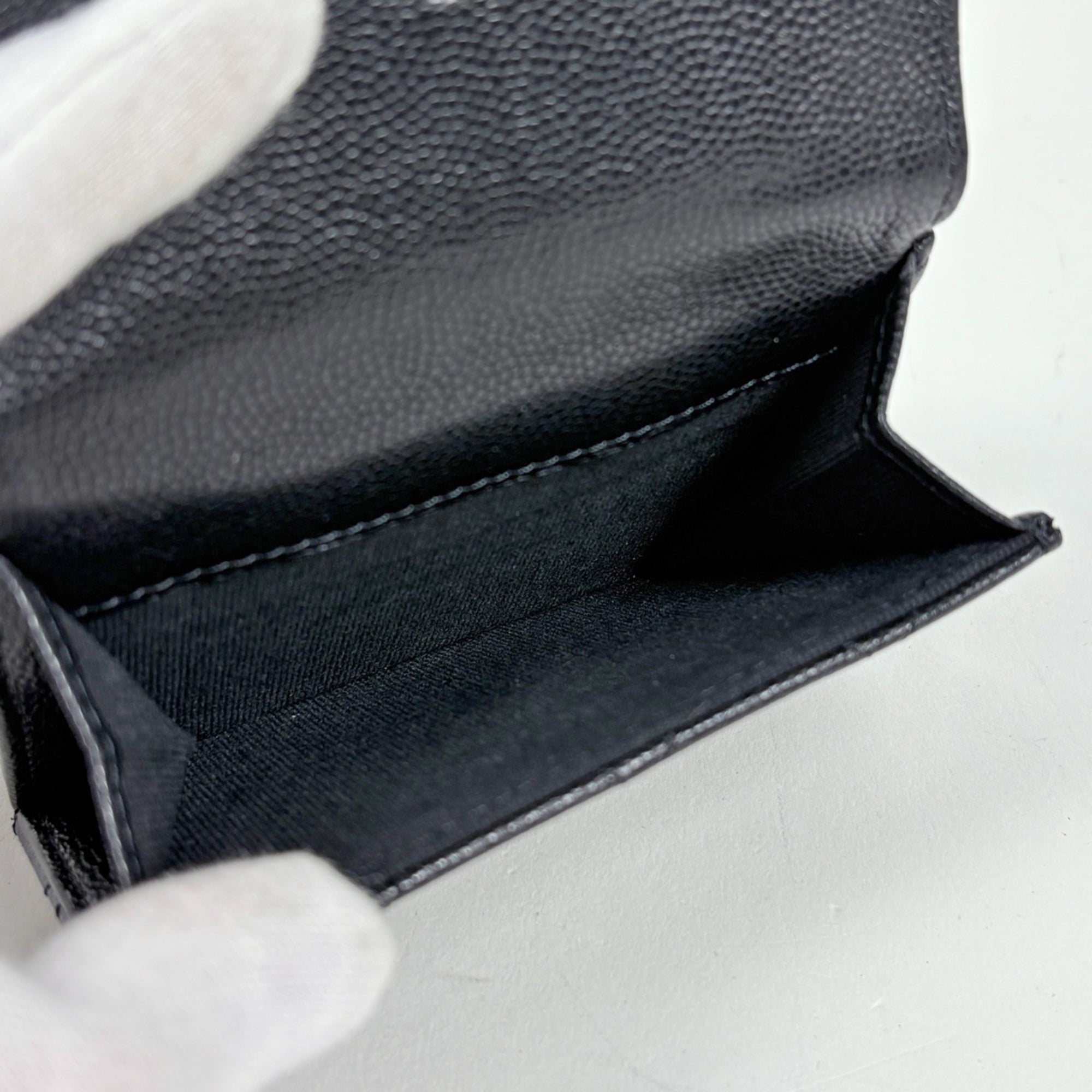 Chanel Black Grained Calfskin Wallet (Tri-Fold) (Pre-Owned)