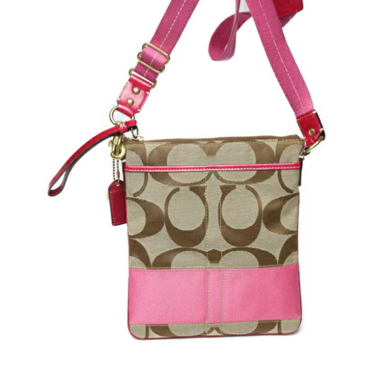 Coach Khaki Pink Leather Shoulder Bag (Pre-Owned)