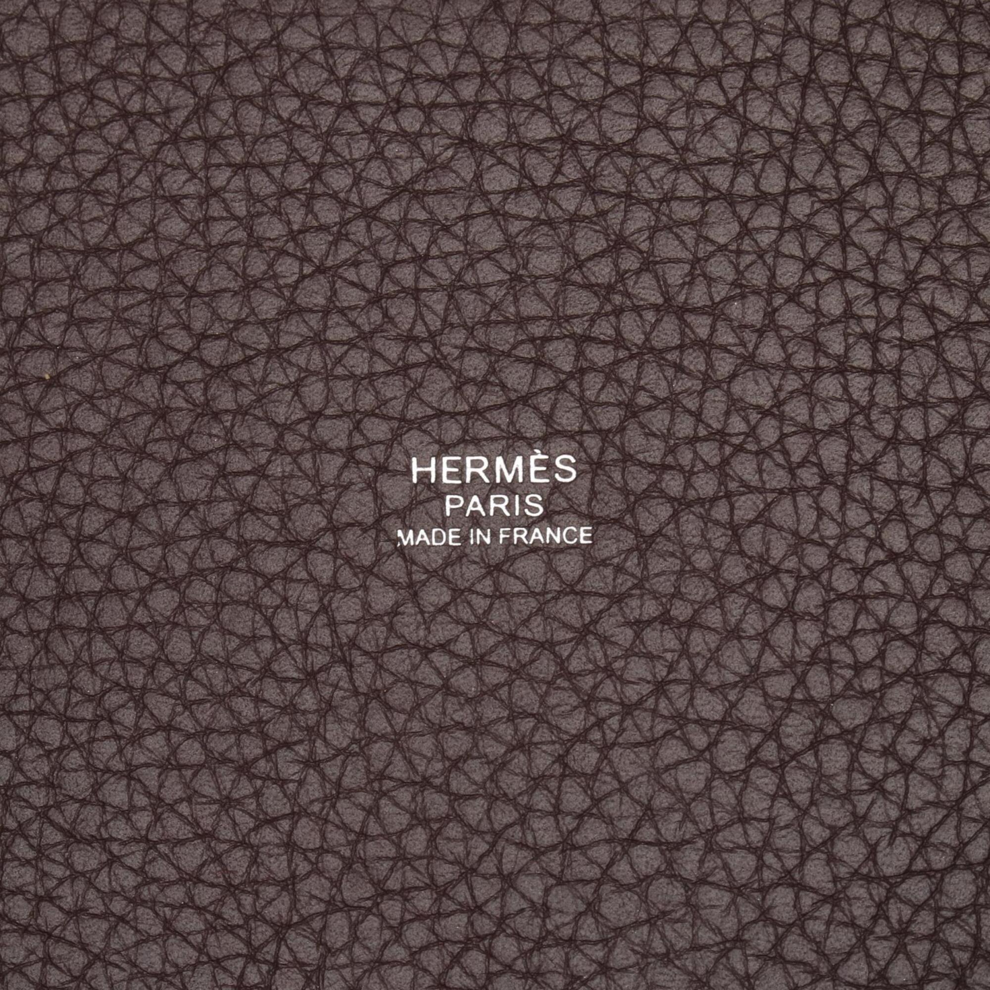 Hermes Brown Purple Taurillon Clemence Leather Swift Leather Handbag (Pre-Owned)