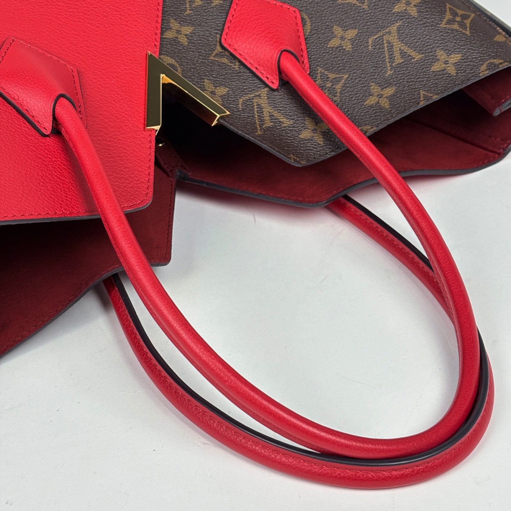 Louis Vuitton Cerise Red Brown Monogram Handbag Tote Bag (Pre-Owned)