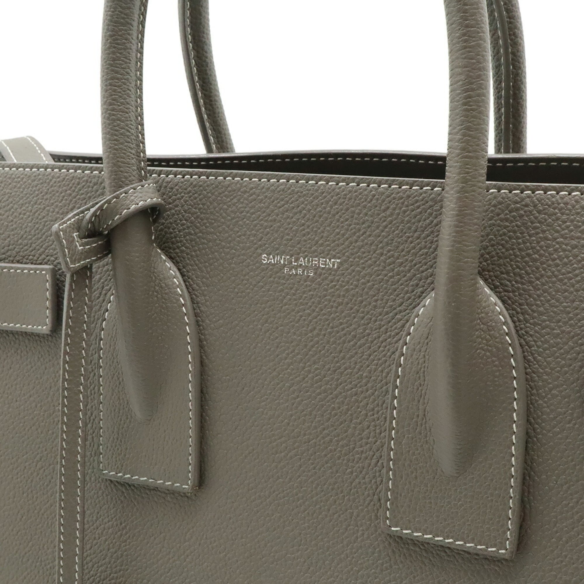 Yves Saint Laurent Gray Leather Handbag Pouch (Pre-Owned)
