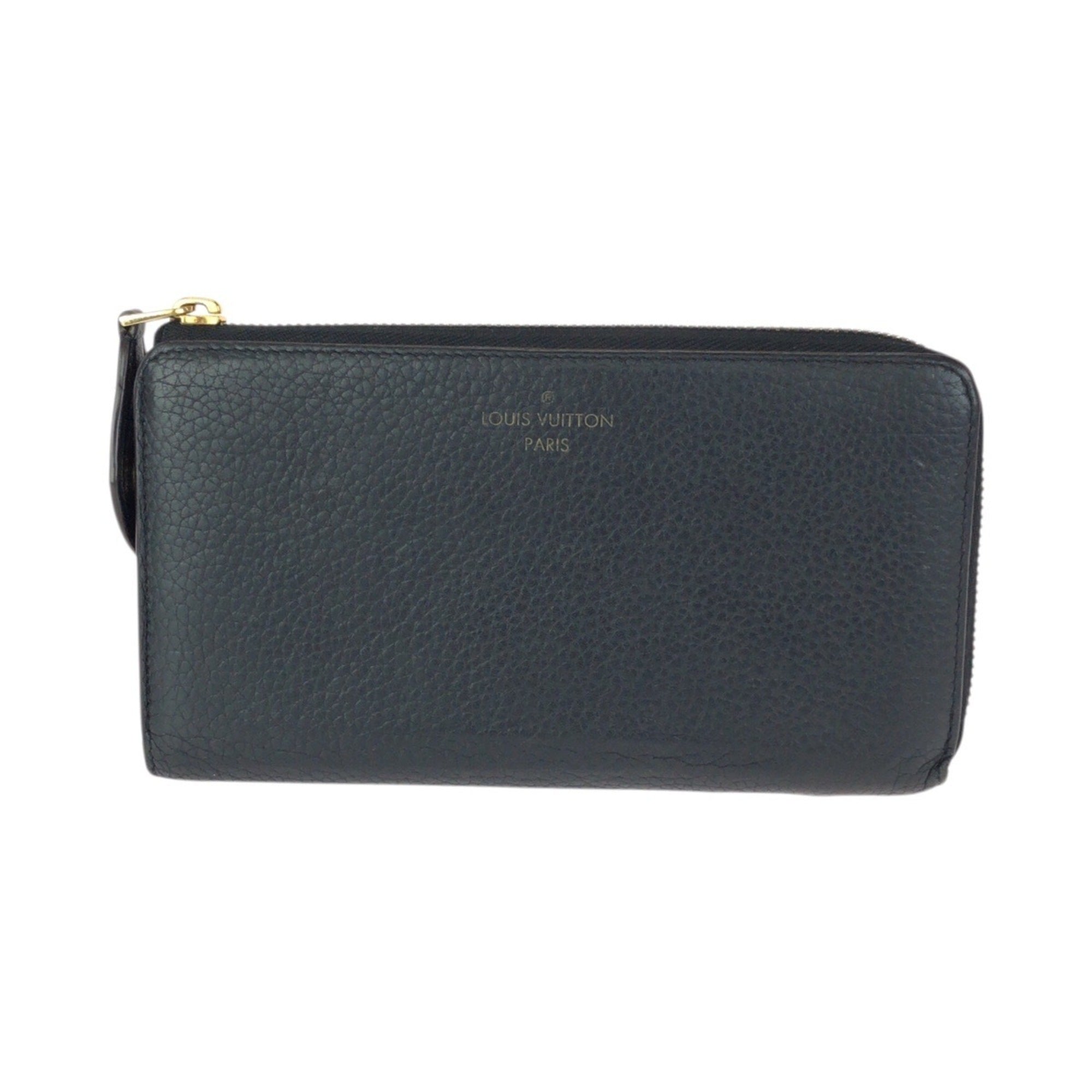 Louis Vuitton Black Leather Long Wallet (Bi-Fold) (Pre-Owned)