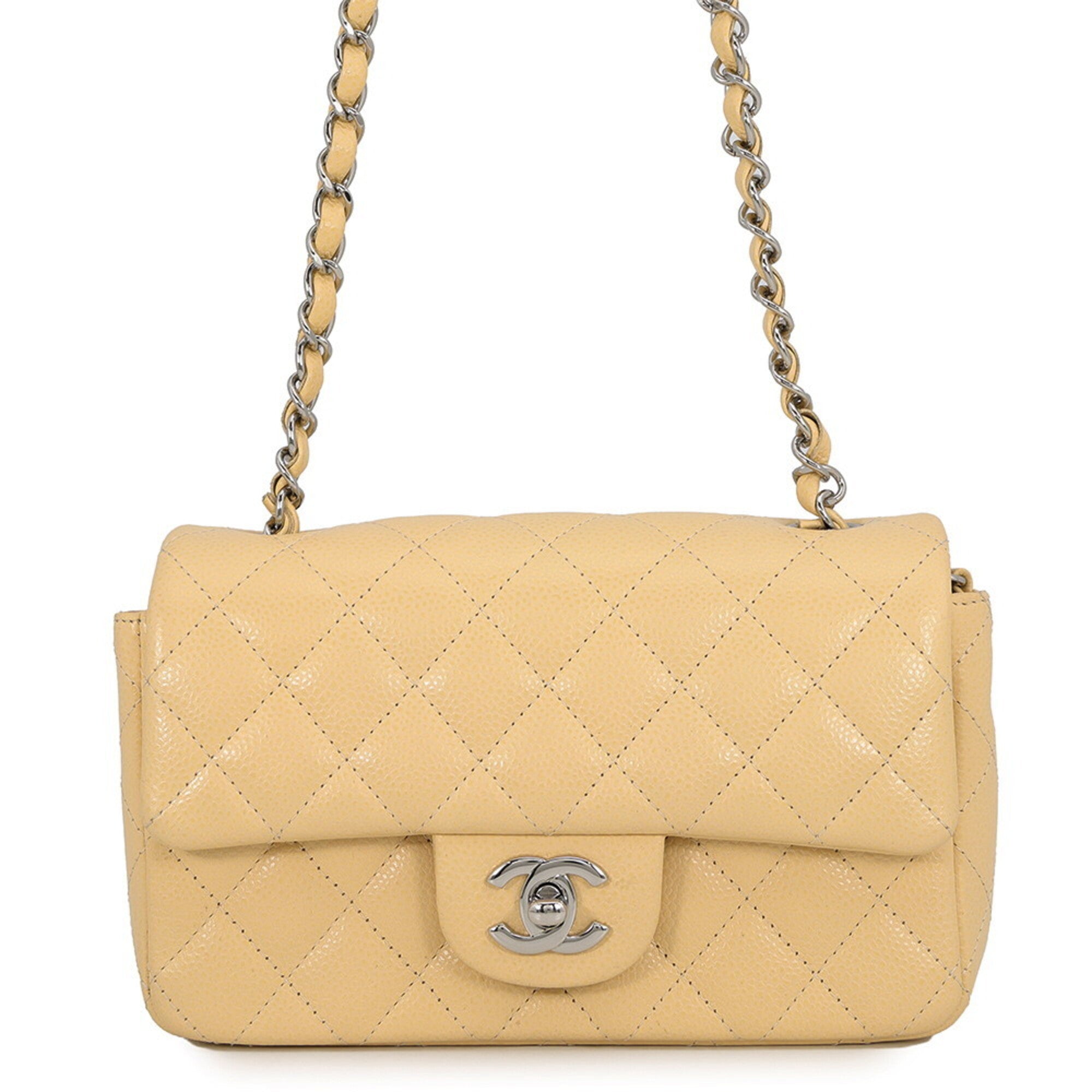 Chanel Matelasse Beige Grained Calfskin Handbag Shoulder Bag (Pre-Owned)