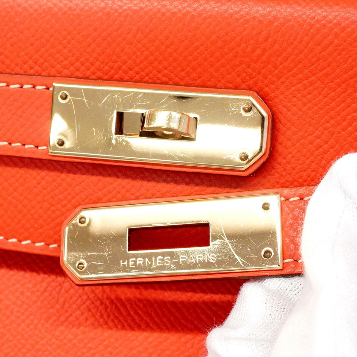 Hermes Gold Rose Jaipur Leather Handbag (Pre-Owned)