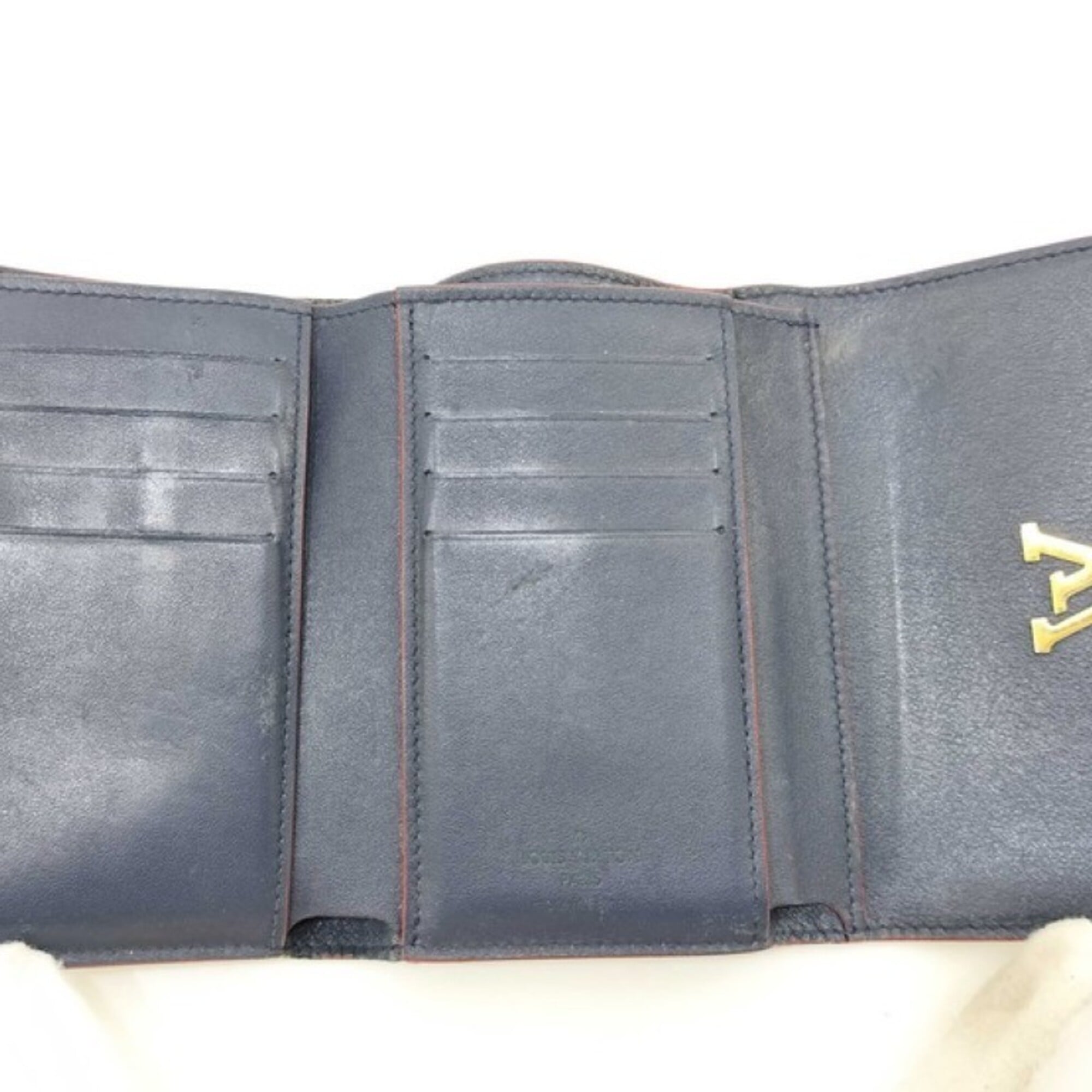 Louis Vuitton Marine Rouge Leather Wallet (Tri-Fold) (Pre-Owned)