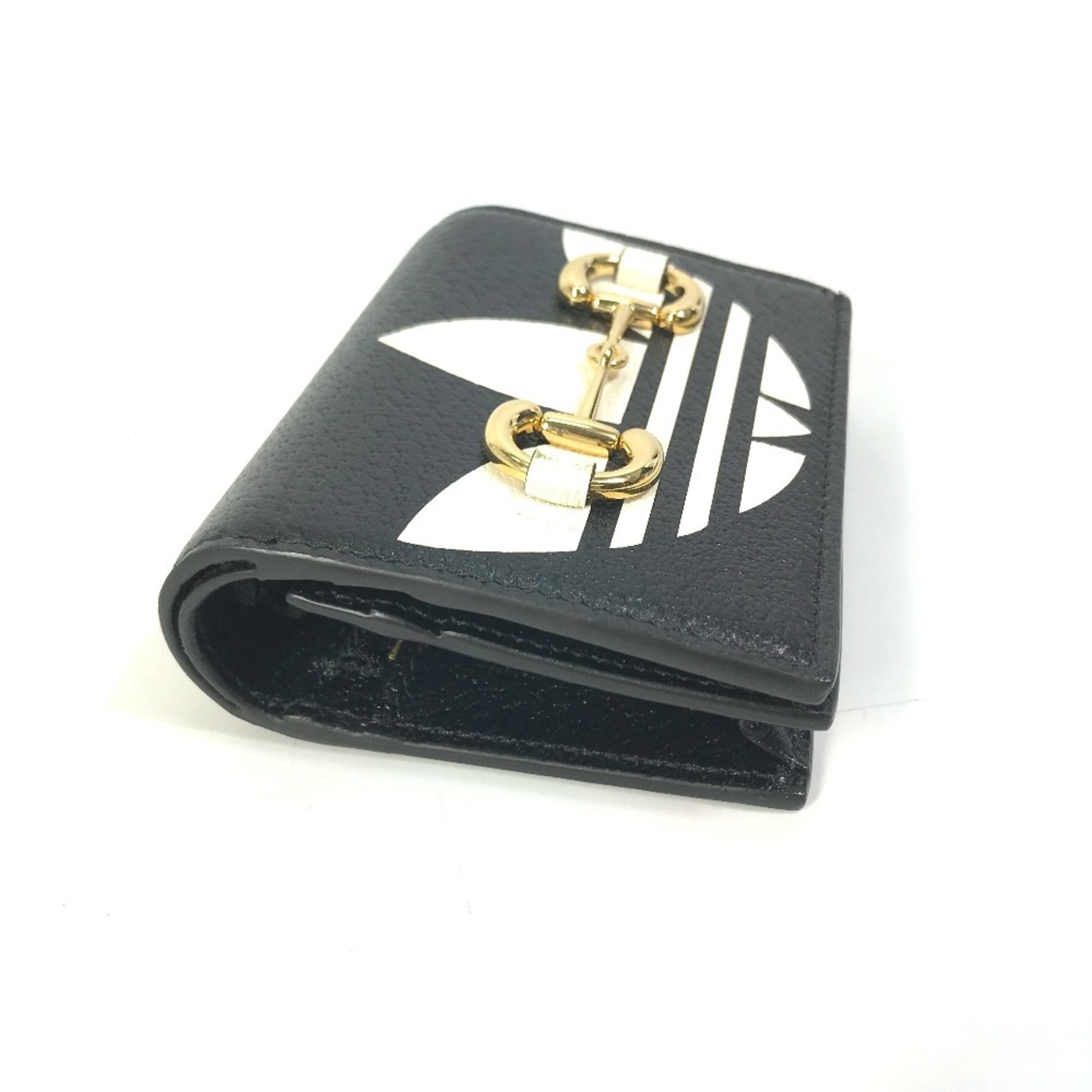 Gucci Black White Leather Chain/Shoulder Wallet (Pre-Owned)