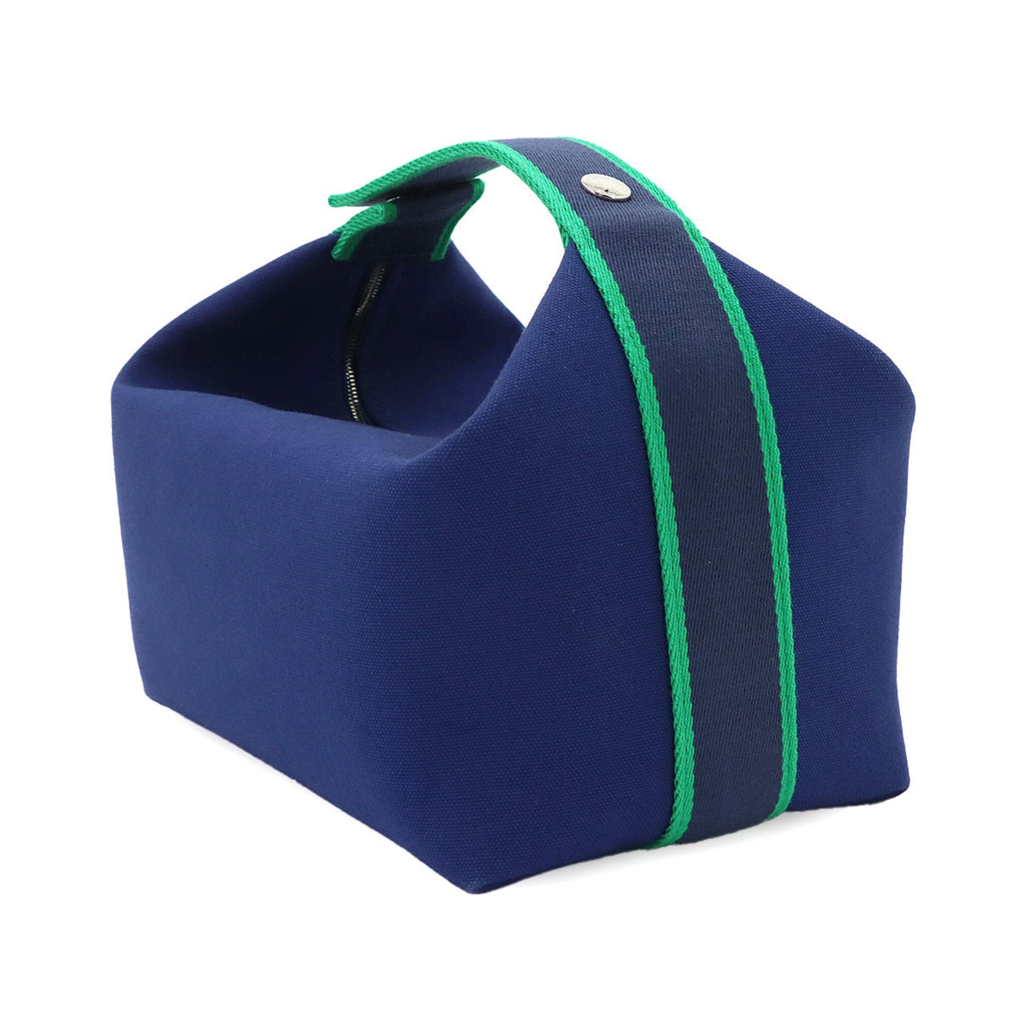 Hermes Blue Marine Green Toile H Handbag Pouch (Pre-Owned)