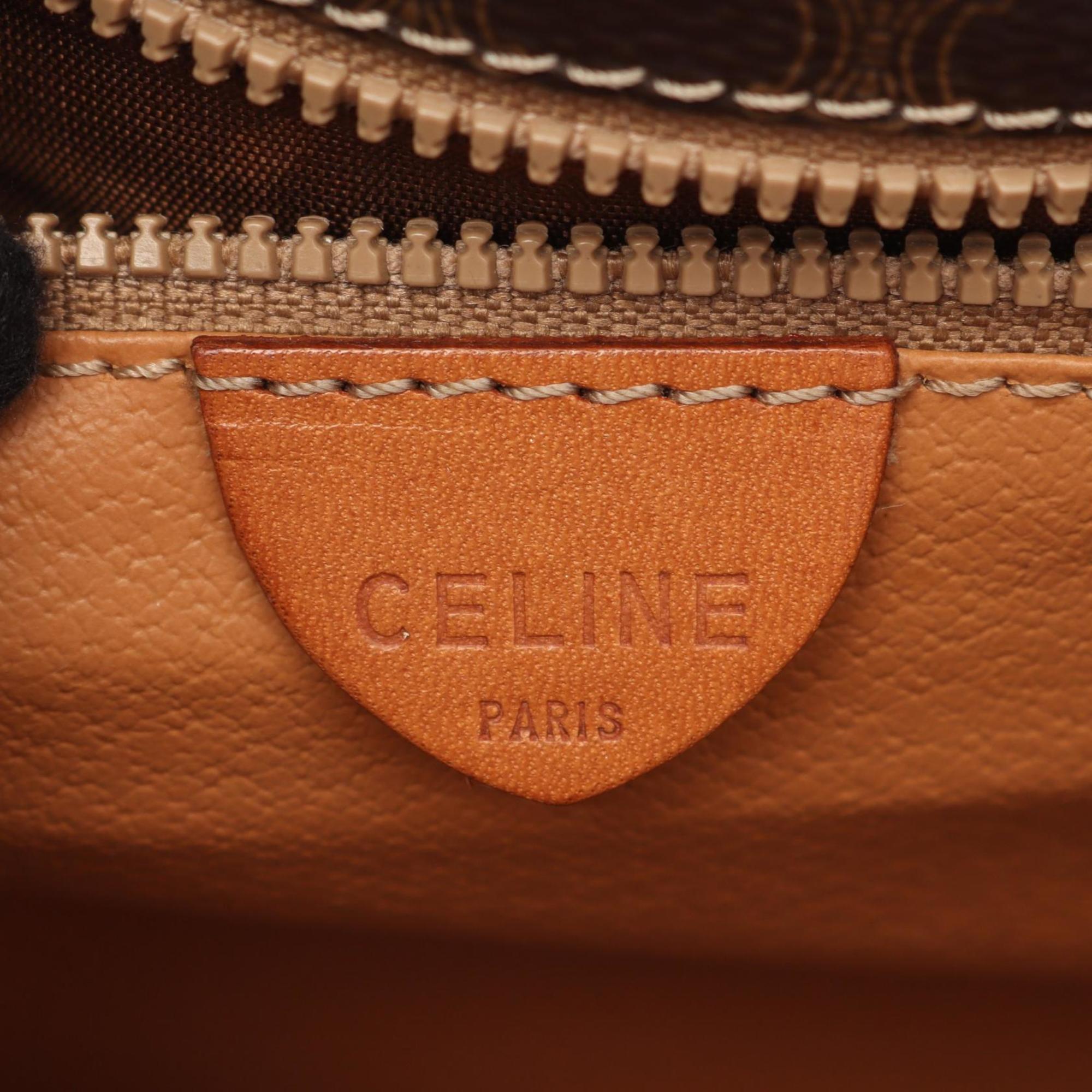 Celine Brown Coated Canvas Leather Shoulder Bag (Pre-Owned)