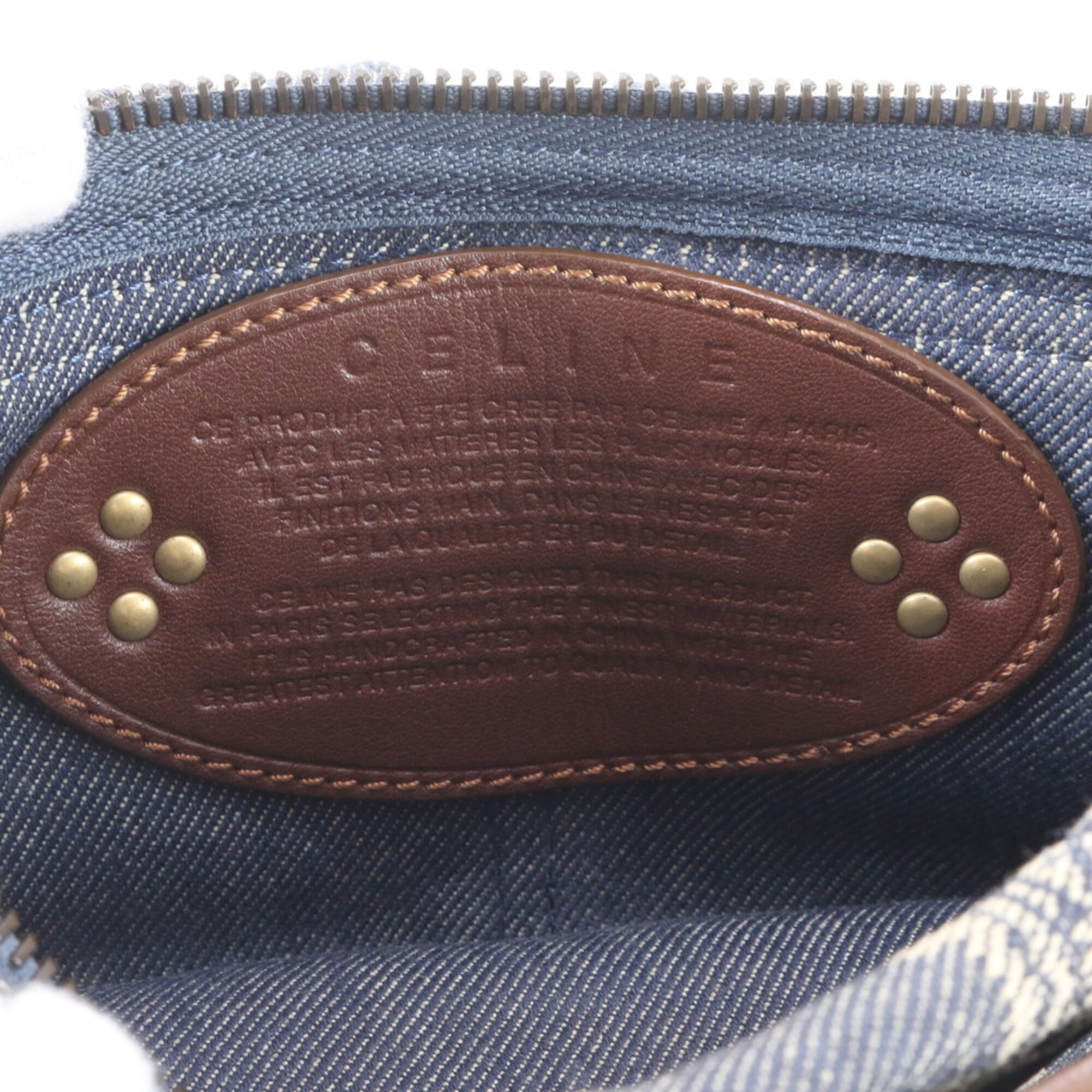 Celine Blue Brown Leather Pouch Sling Bag (Pre-Owned)