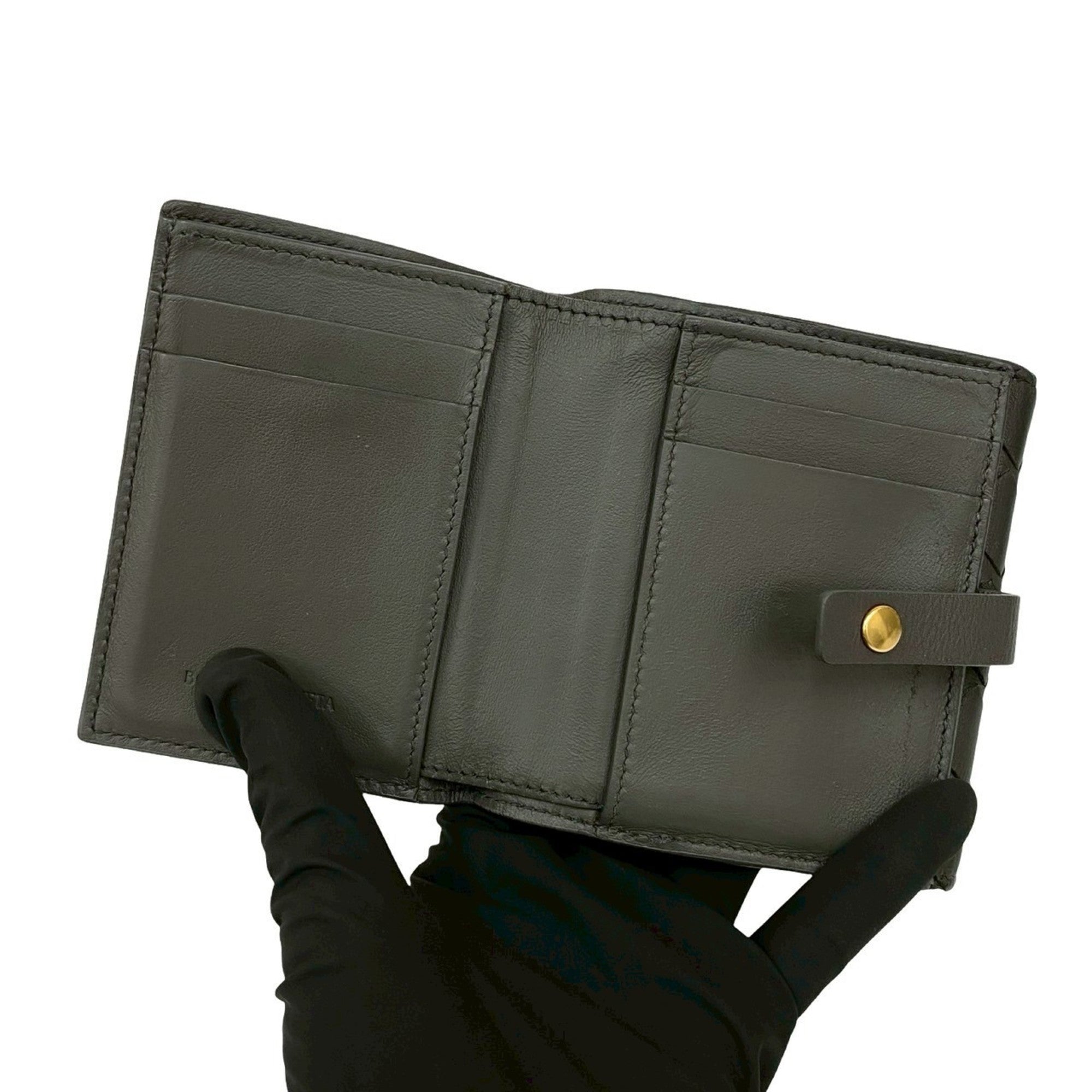 Bottega Veneta Gray Leather Wallet (Bi-Fold) (Pre-Owned)