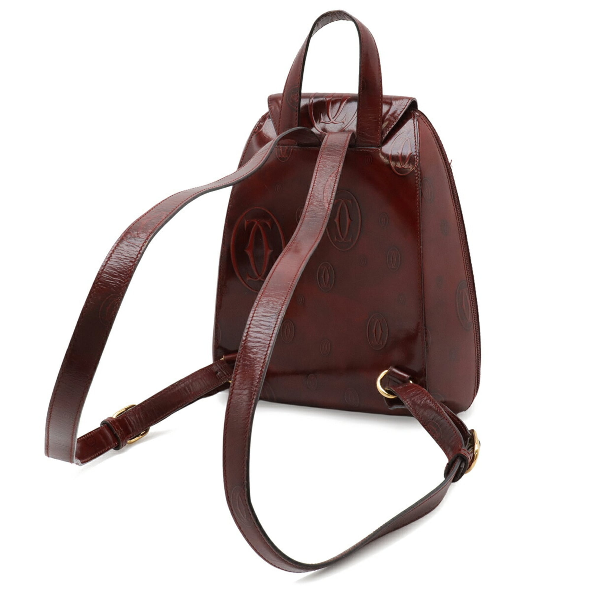 Cartier Happy Birthday Bordeaux Leather Backpack (Pre-Owned)