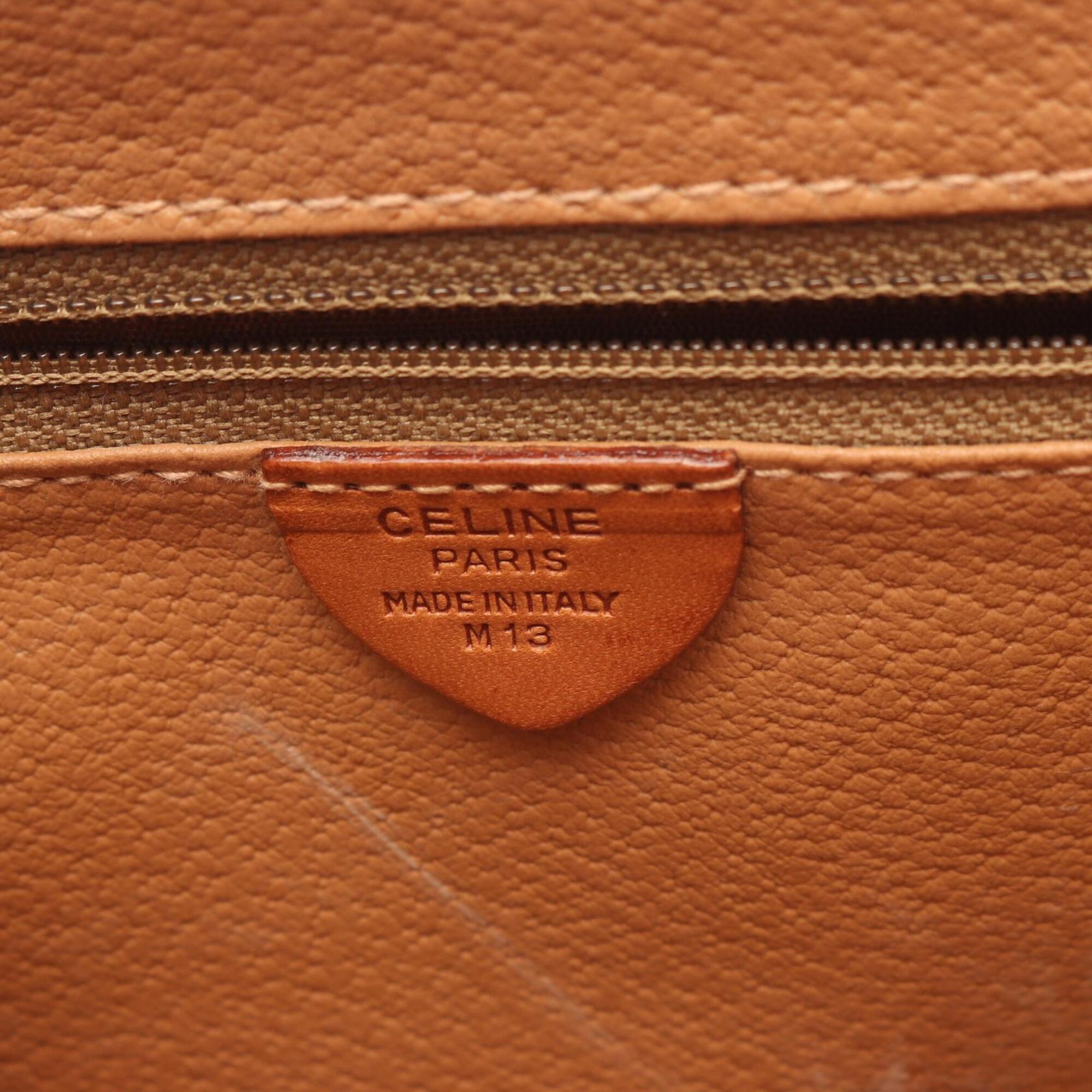 Celine Brown Coated Canvas Leather Handbag Shoulder Bag (Pre-Owned)