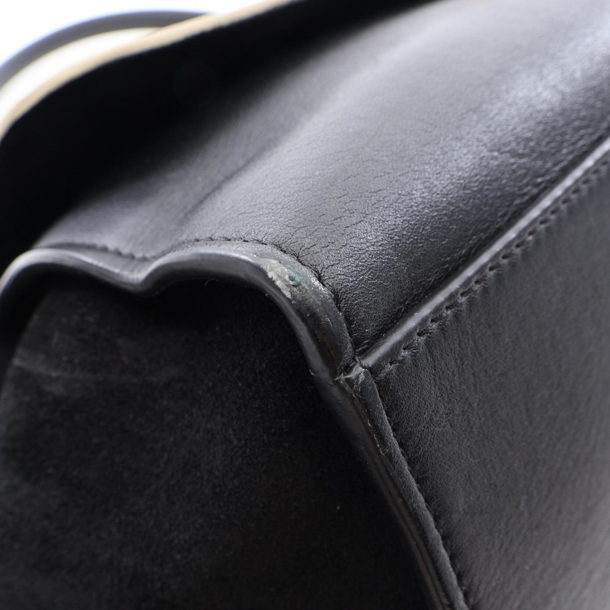 Celine Black White Leather Suede Handbag (Pre-Owned)