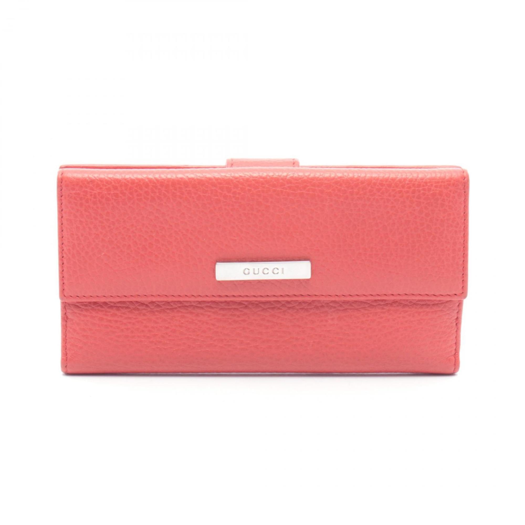 Gucci Red Color Leather Long Wallet (Bi-Fold) (Pre-Owned)