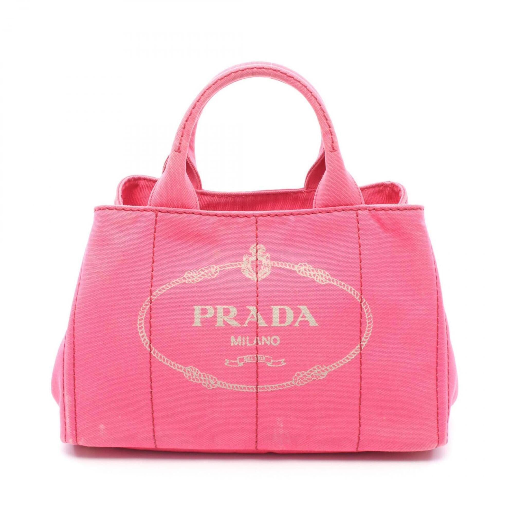 Prada Pink Canvas Handbag Tote Bag (Pre-Owned)