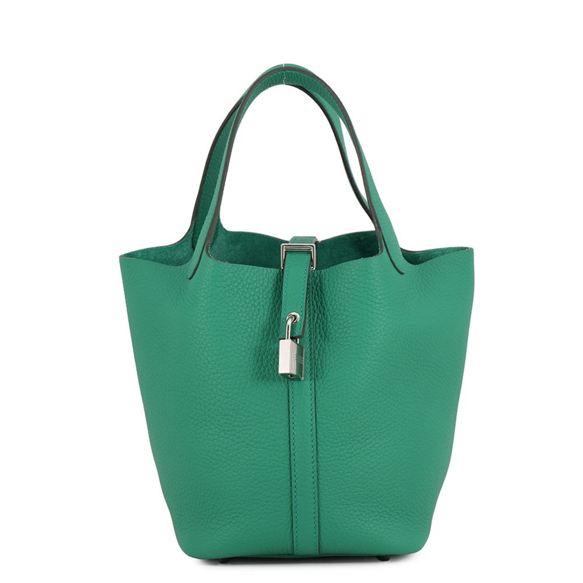 Hermes Green Taurillon Clemence Leather Handbag Tote Bag (Pre-Owned)