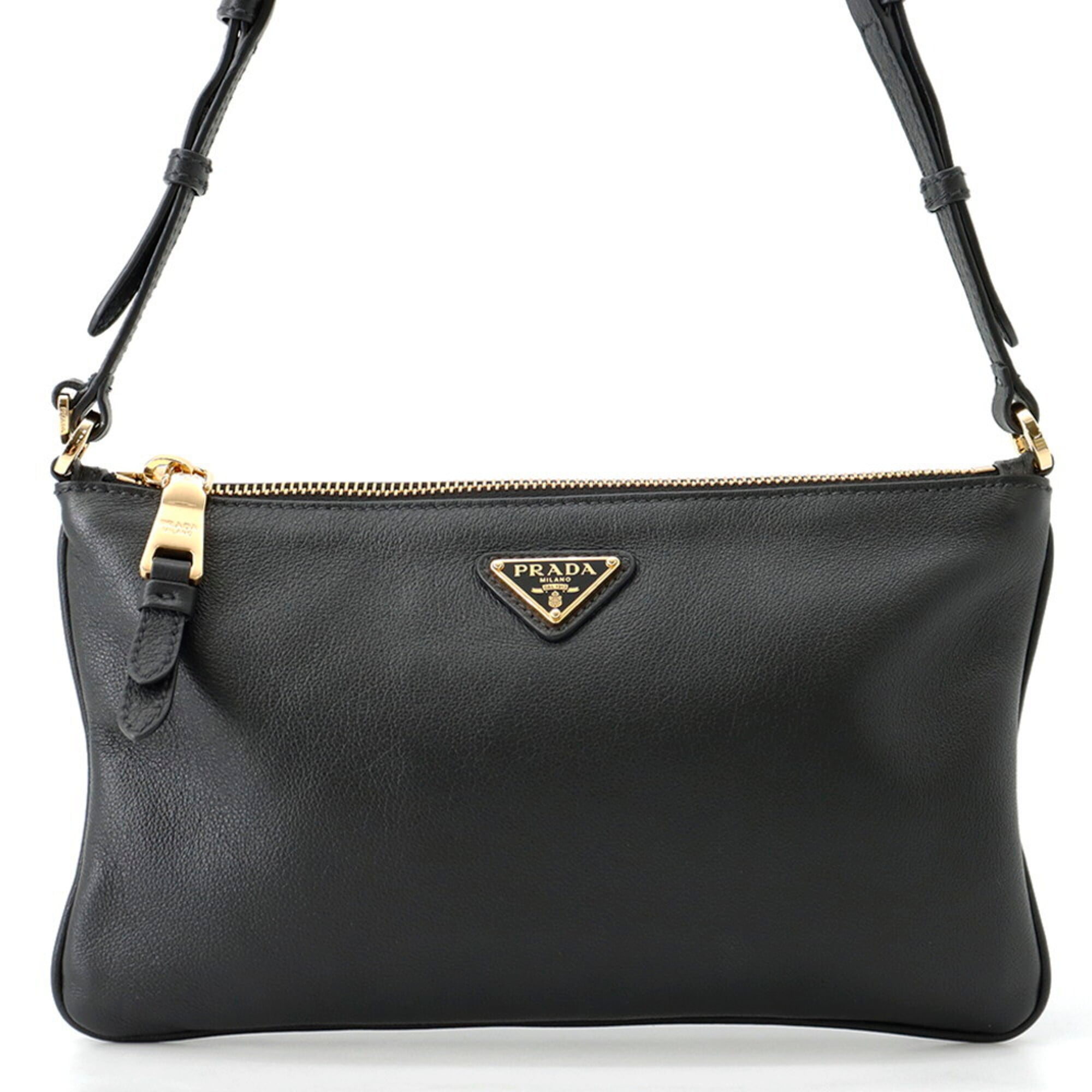 Prada Black Leather Handbag Shoulder Bag (Pre-Owned)