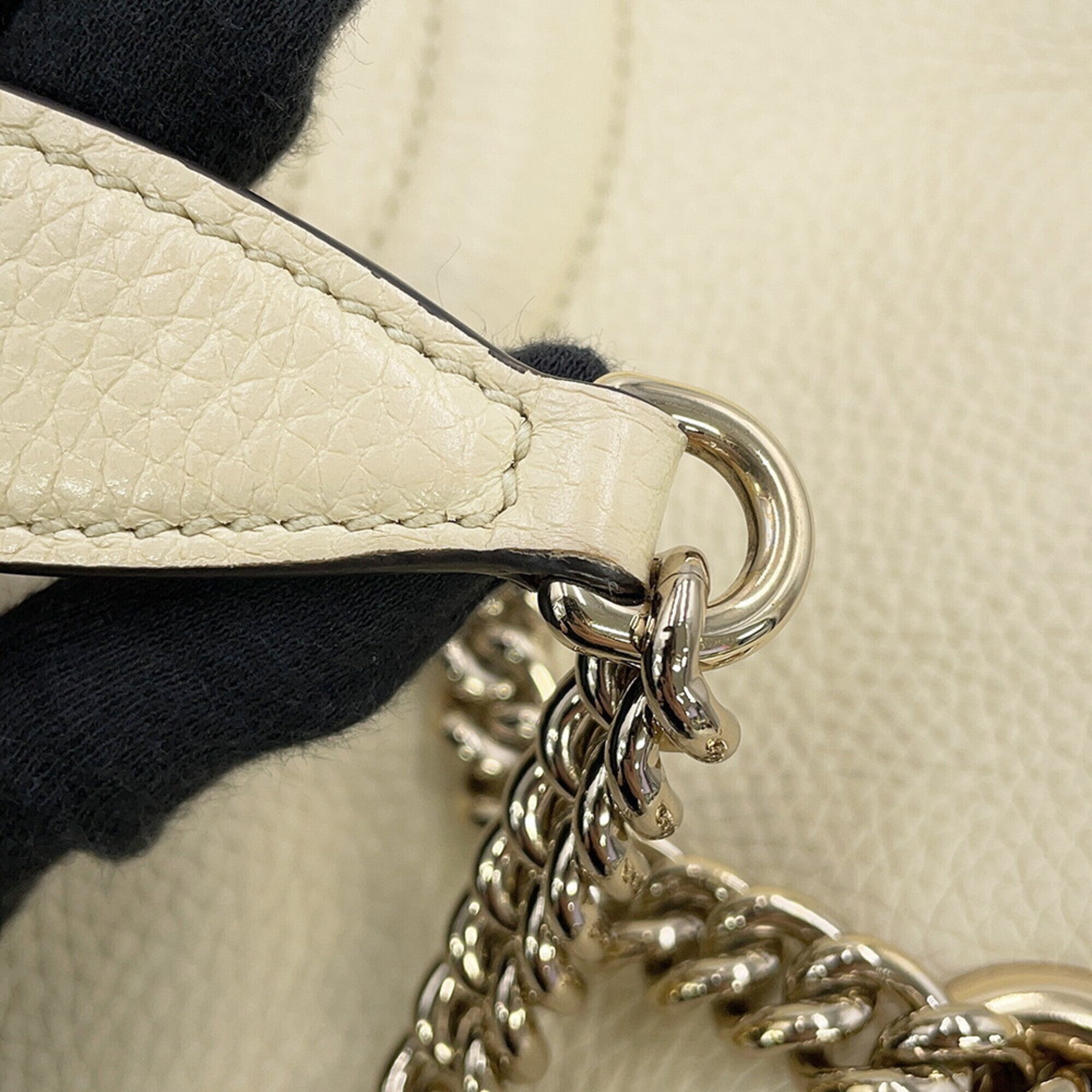 Gucci Ivory Leather Handbag Tote Bag (Pre-Owned)