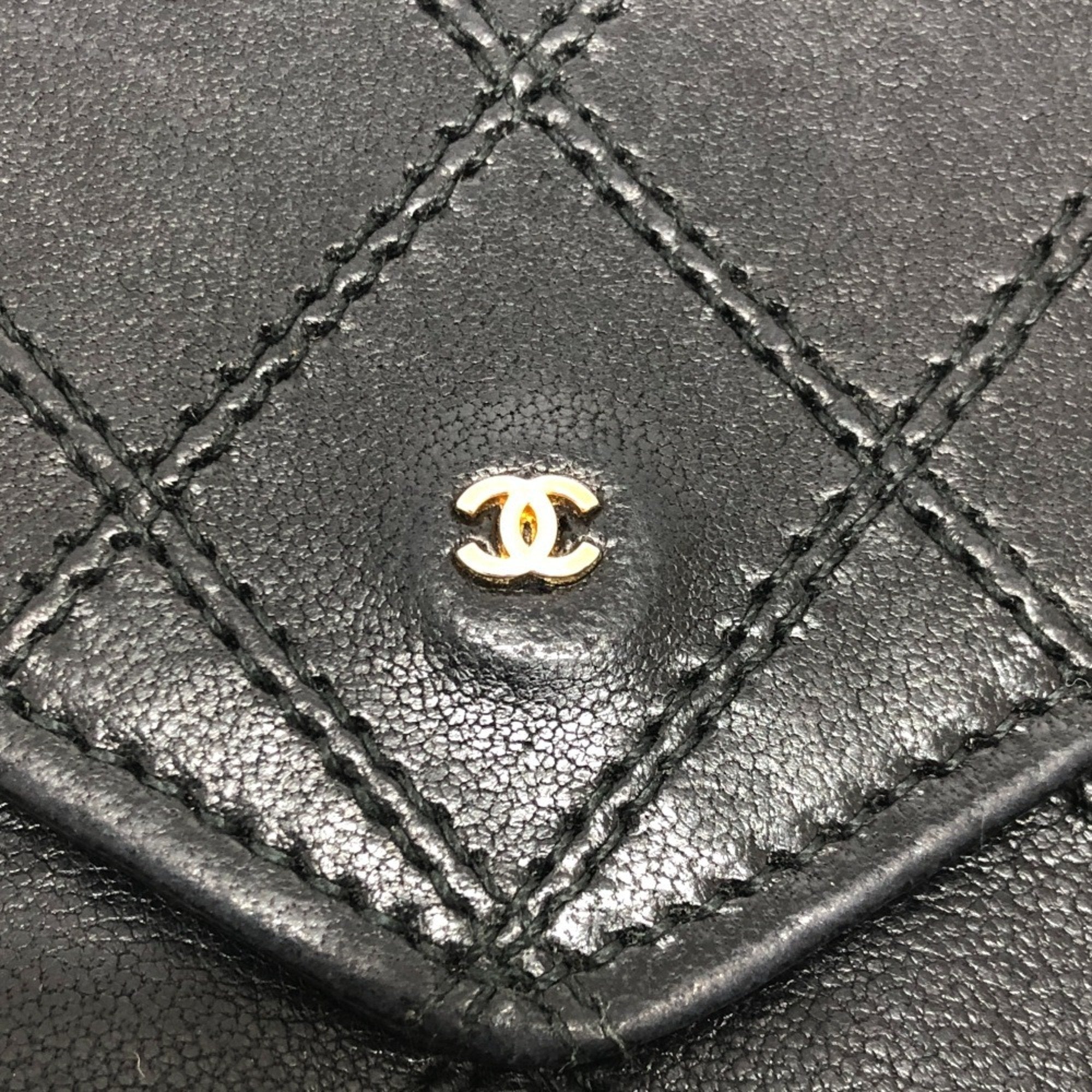 Chanel Black Leather Long Wallet (Bi-Fold) (Pre-Owned)
