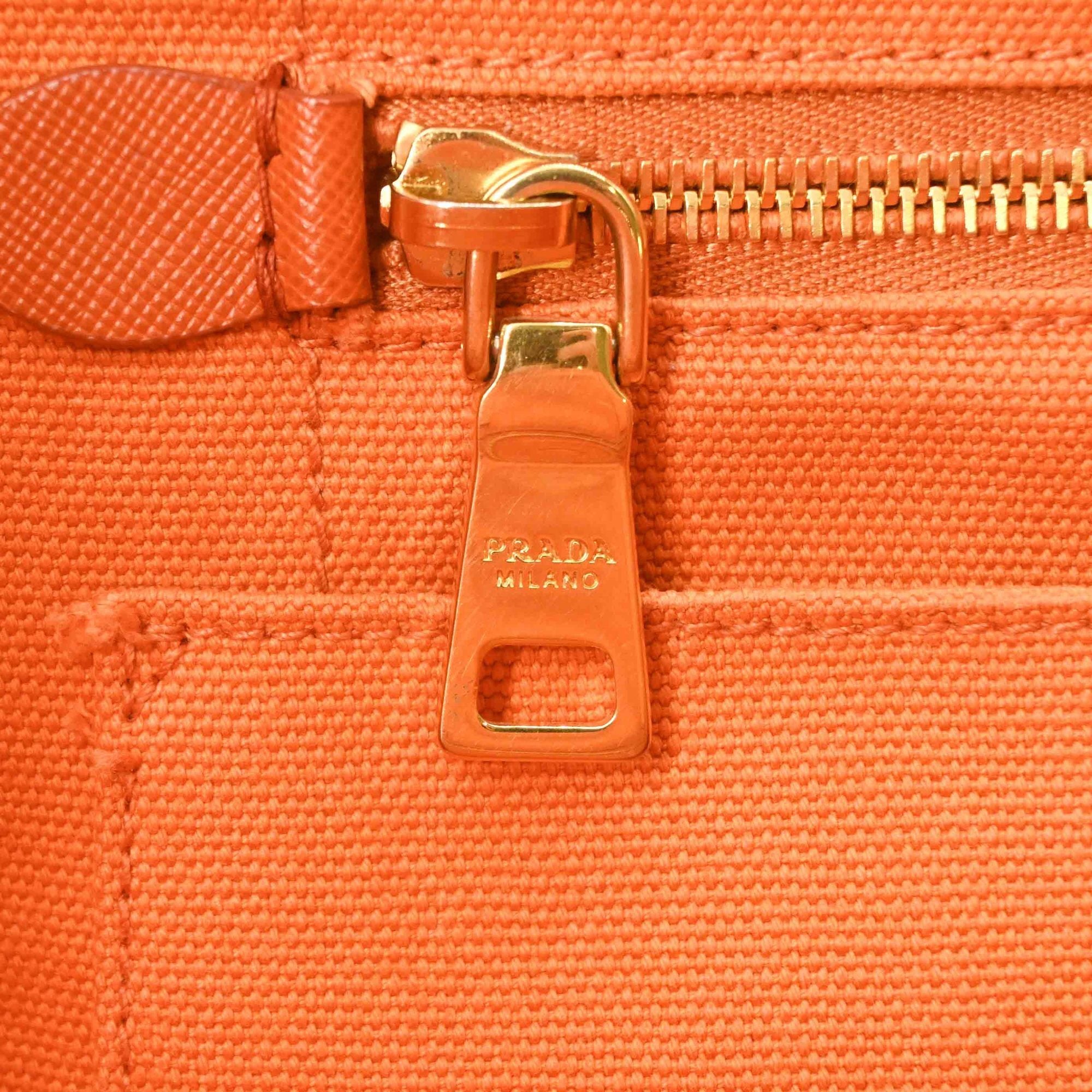 Prada Orange Canvas Handbag Shoulder Bag Tote Bag (Pre-Owned)