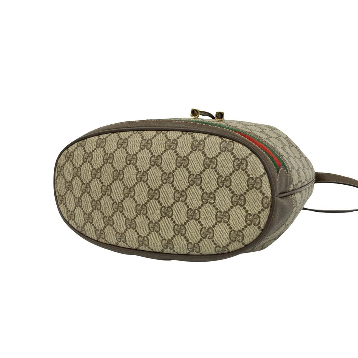 Gucci Brown Green Red Color Leather Pvc Shoulder Bag (Pre-Owned)