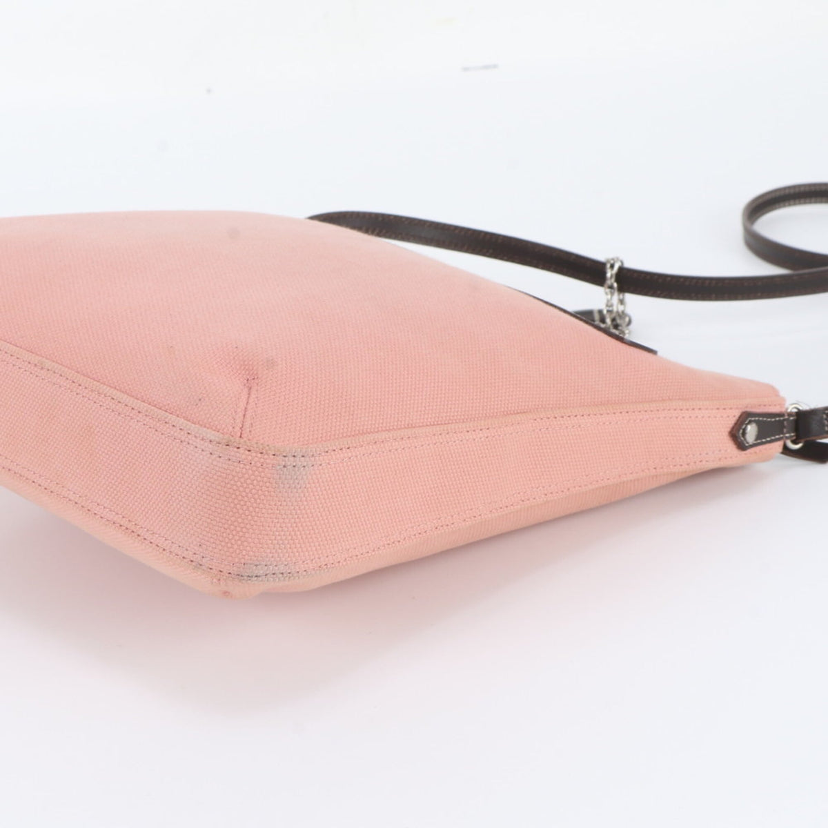 Burberry Brown Pink Leather Canvas Crossbody Bag Shoulder Bag (Pre-Owned)