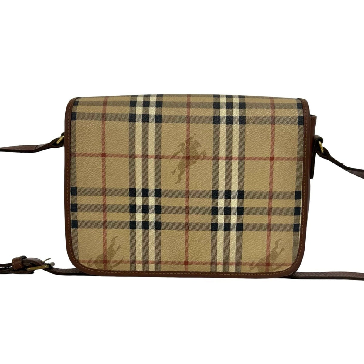 Burberry Beige Brown Leather Pvc Shoulder Bag (Pre-Owned)