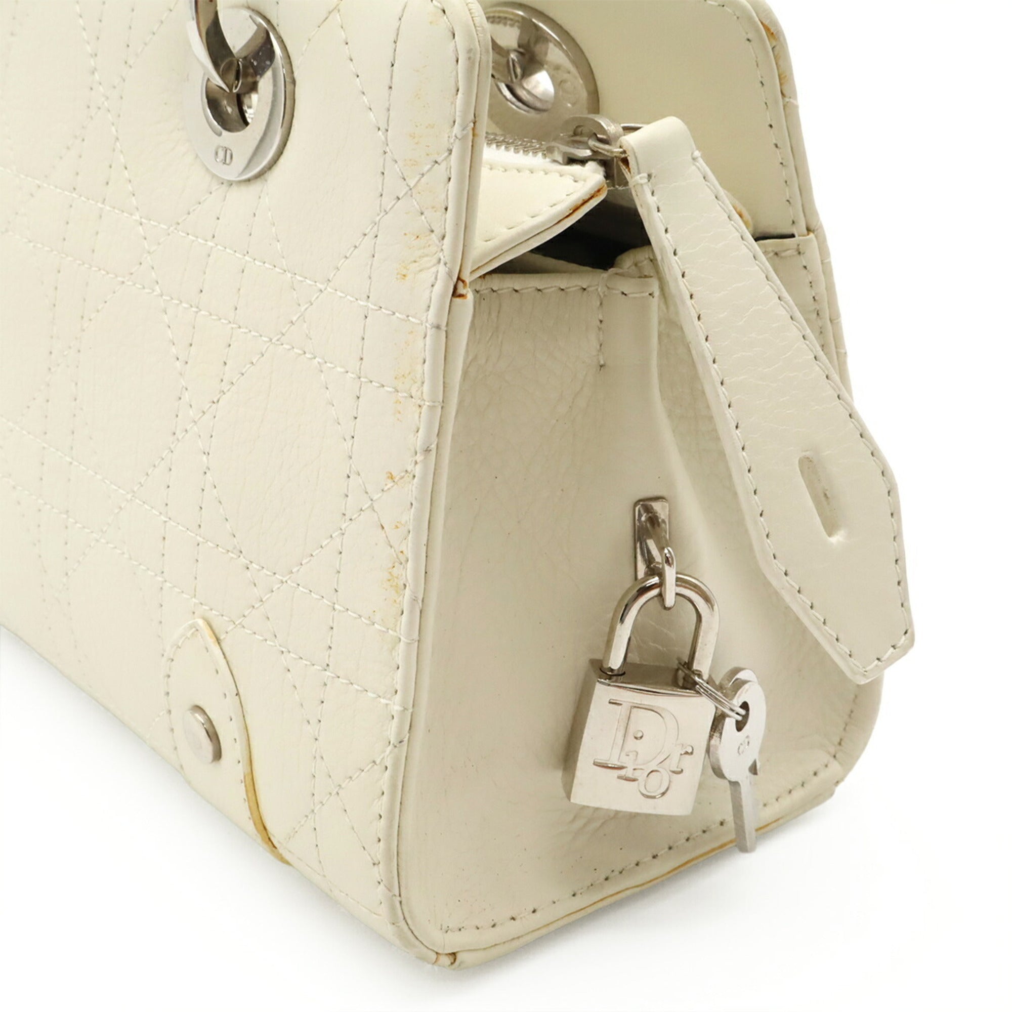 Christian Dior Ivory Leather Handbag Shoulder Bag (Pre-Owned)